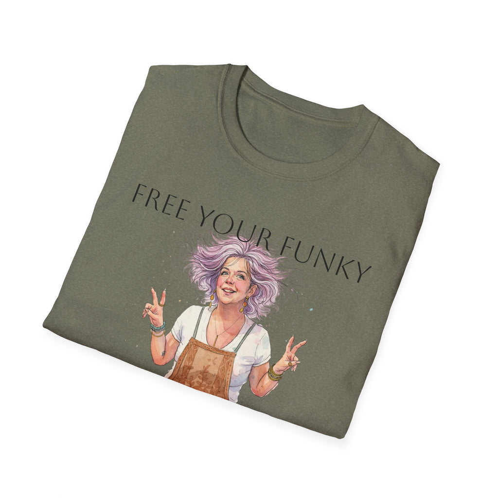 T-Shirt — “Free Your Funky” Peace-Sign Boho Woman Graphic Tee