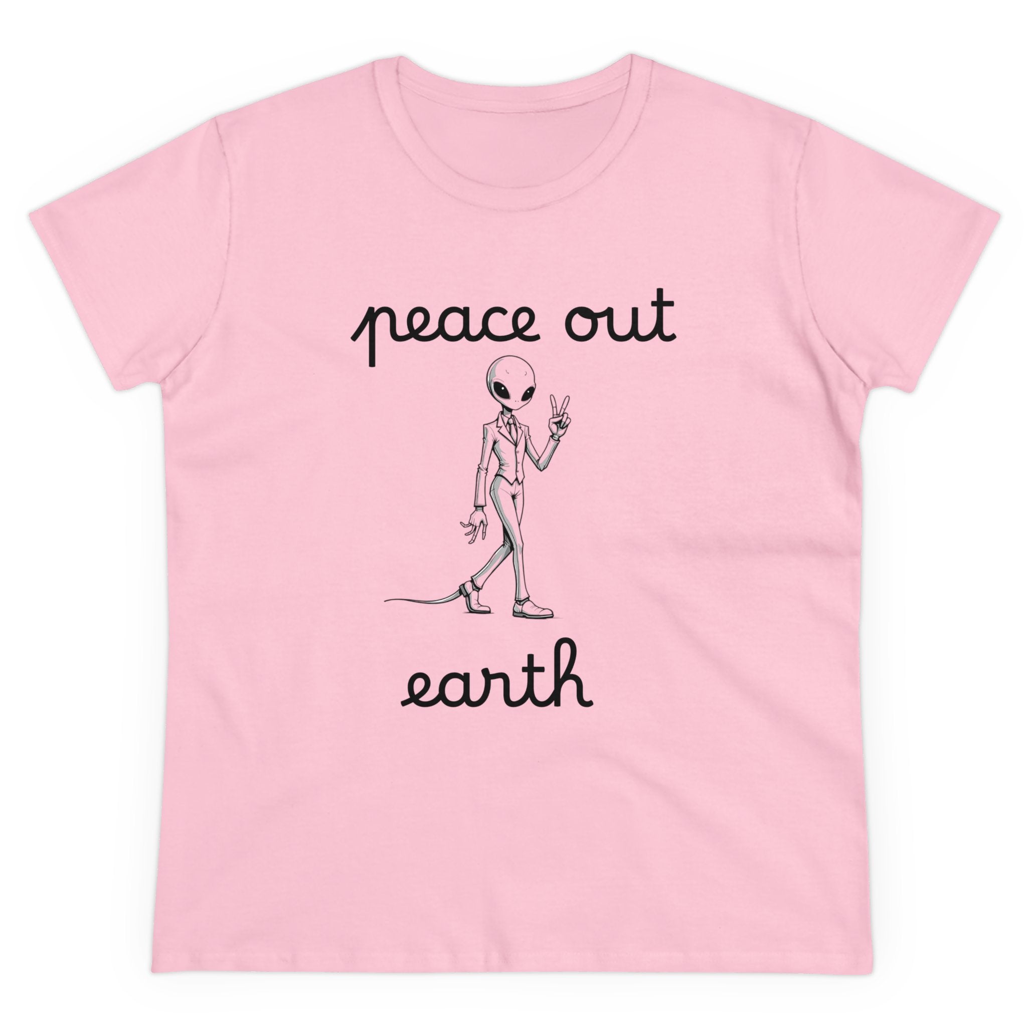 T-Shirt, Peace Out Earth design, Women's Graphic Tee, Casual Shirt, Soft Cotton Top, Boho Style Clothing