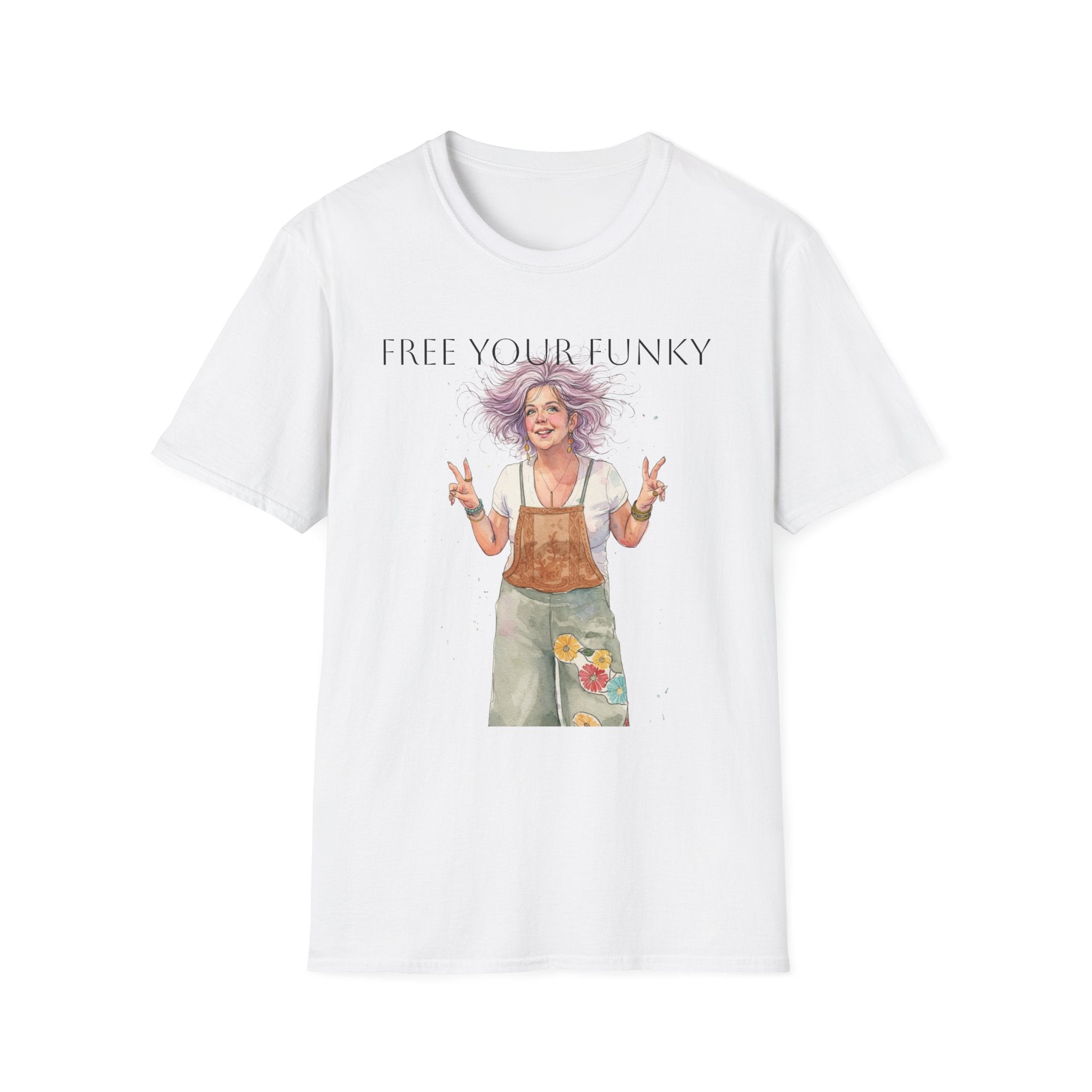T-Shirt — “Free Your Funky” Peace-Sign Boho Woman Graphic Tee