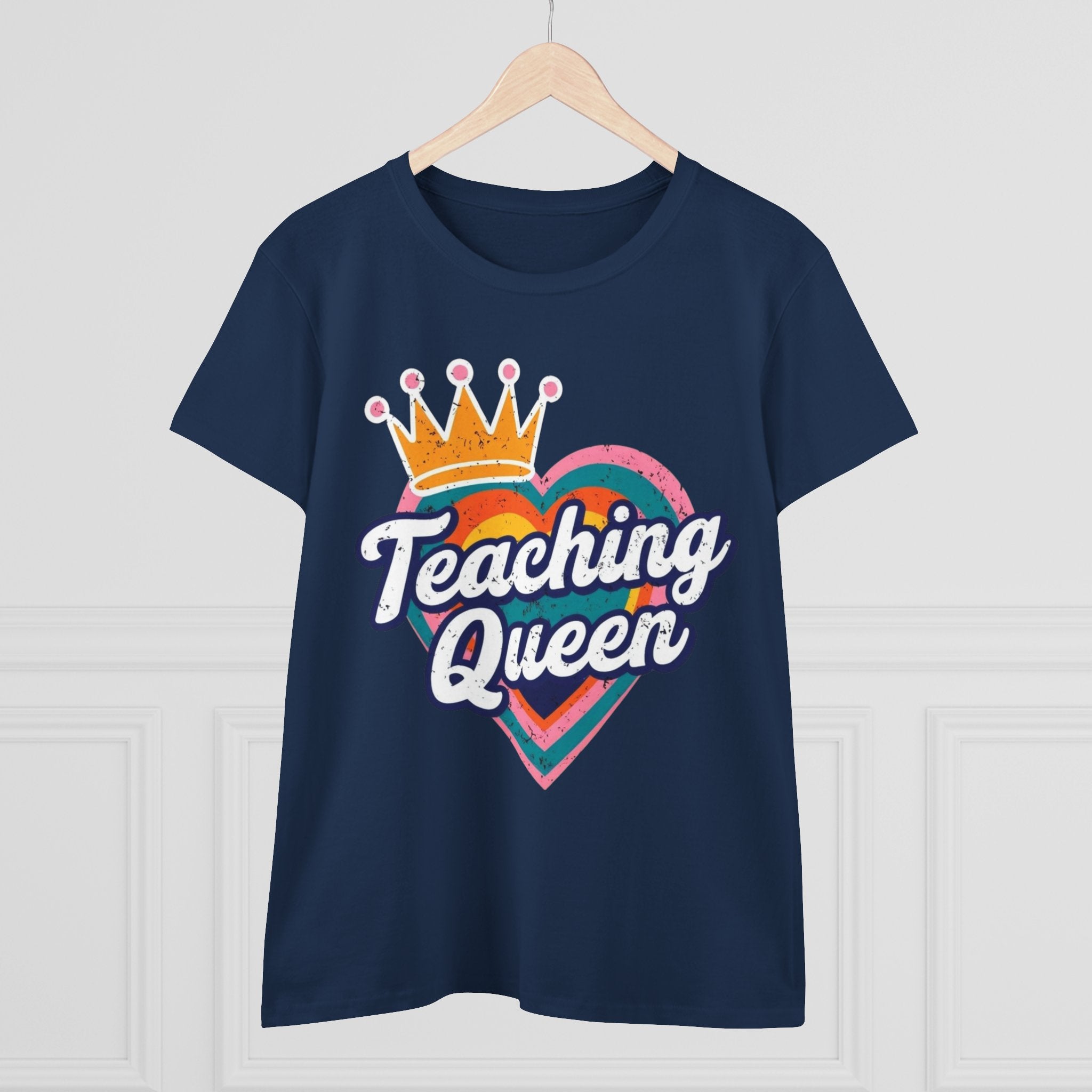 Teaching Queen Tee, Best Teacher Gift Shirt, Midweight Cotton T-Shirt, Teacher Appreciation Top, Female Educator Apparel, School Instructor