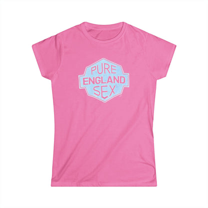 Pure England Sex Tee, Casual Women's Shirt, Funny Graphic Top, Gift for Her, Summer Fashion, Trendy Softstyle Tee white lotus