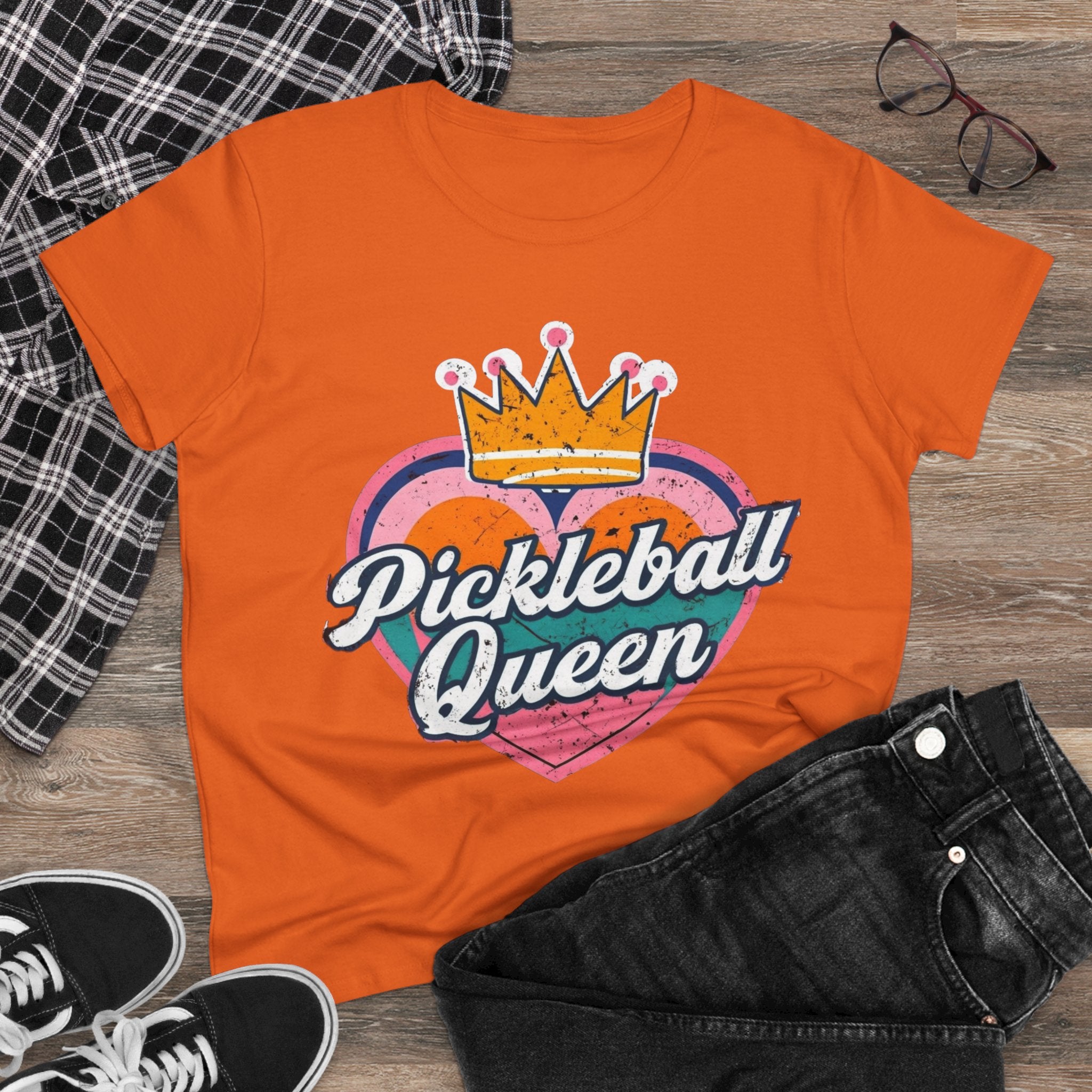 Pickleball Queen Cotton Tee - Perfect for Sports Lovers, Gifts for Her, Summer Fun, Activewear, Casual Style crown paddle queen