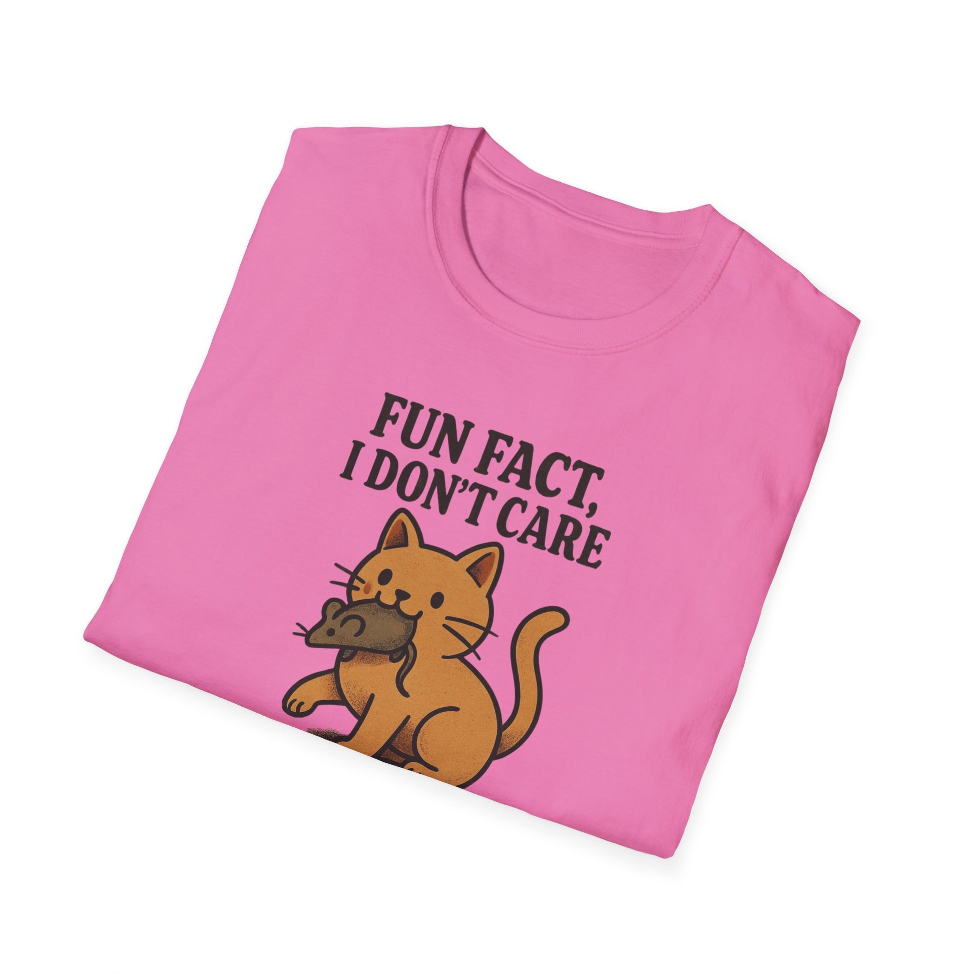 I dont care Sarcastic Cat Lover Unisex Softstyle T-Shirt, Funny Graphic Tee, Zero F's Given Animal Shirt,Humorous Tee for Cat Owners