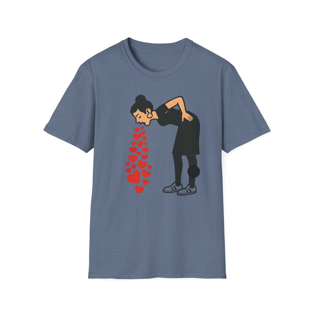 Vomiting Hearts T-Shirt, Anti Valentines Day Shirt, Art Girl Funny Love Humor gift , Sarcastic Romance Top, Dark Humor Graphic Shirt Unisex