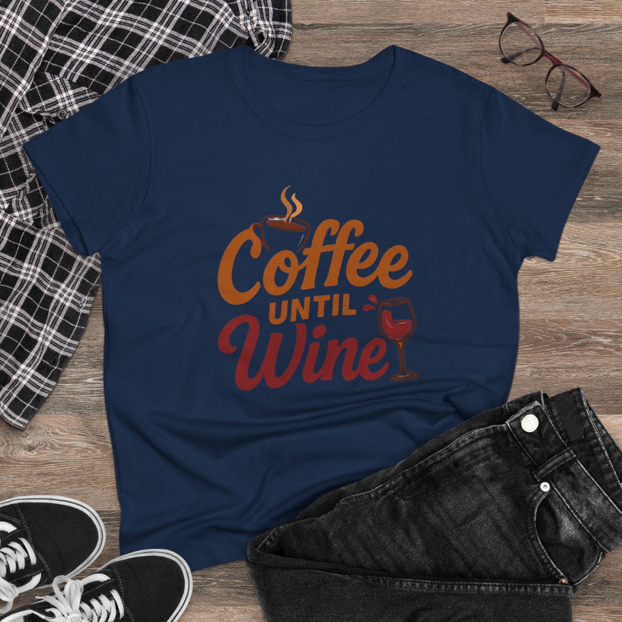 Coffee until wine tshirt coffee lovers wine lovers gift for her cozy, Women's Tee, Graphic Tee, Coffee Shirt, Wine Shirt, Funny Shirt