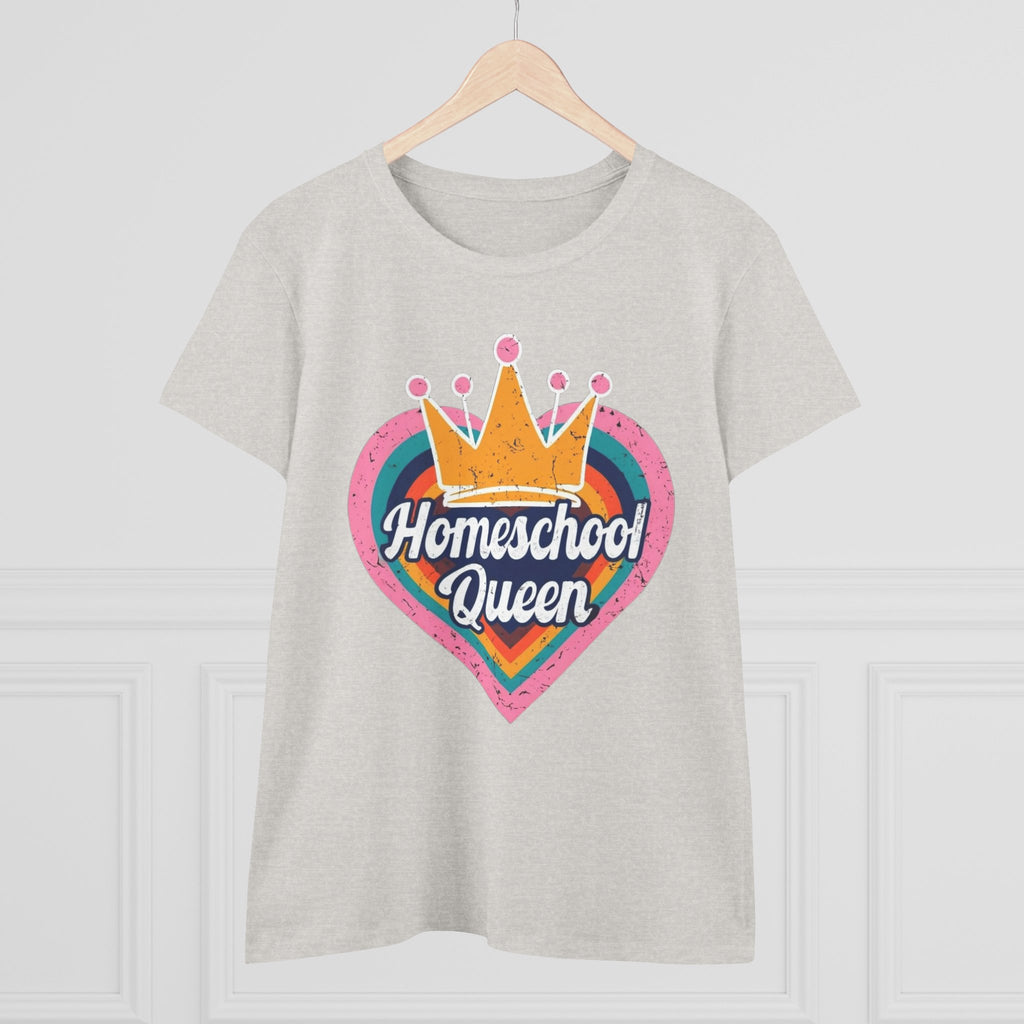 Homeschool Queen Cotton Tee, Cute Tee for Moms, Colloquial Gift for Homeschoolers, Fun Educational Apparel, Perfect for Back to School