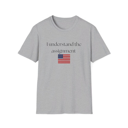 I understand the assignment and flag Unisex Softstyle T-Shirt