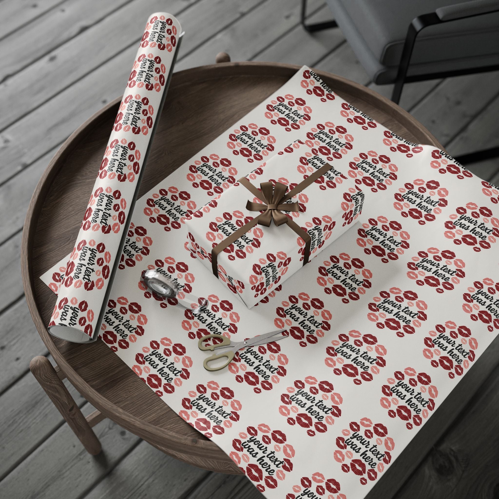 Personalized Any Name Kiss Print Wrapping Paper - Romantic Gift Wrap for Valentine's Day & Special Occasions grandparents aunts gifts for him
