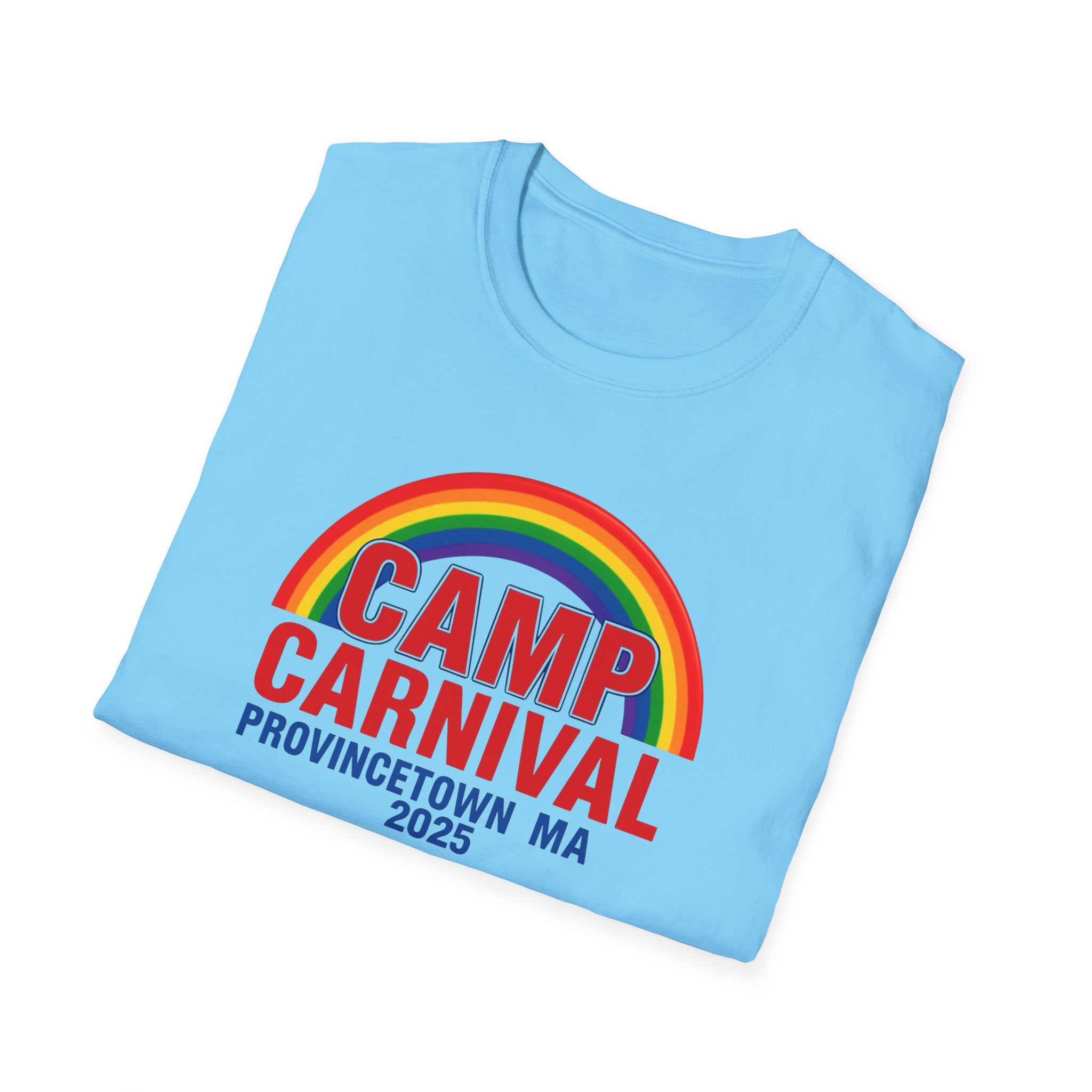 Rainbow Camp Carnival Ptown Unisex T-Shirt, LGBTQ+ Pride Apparel, Summer Festival Top, Gift for Camp Lovers, 2025 Event Shirt