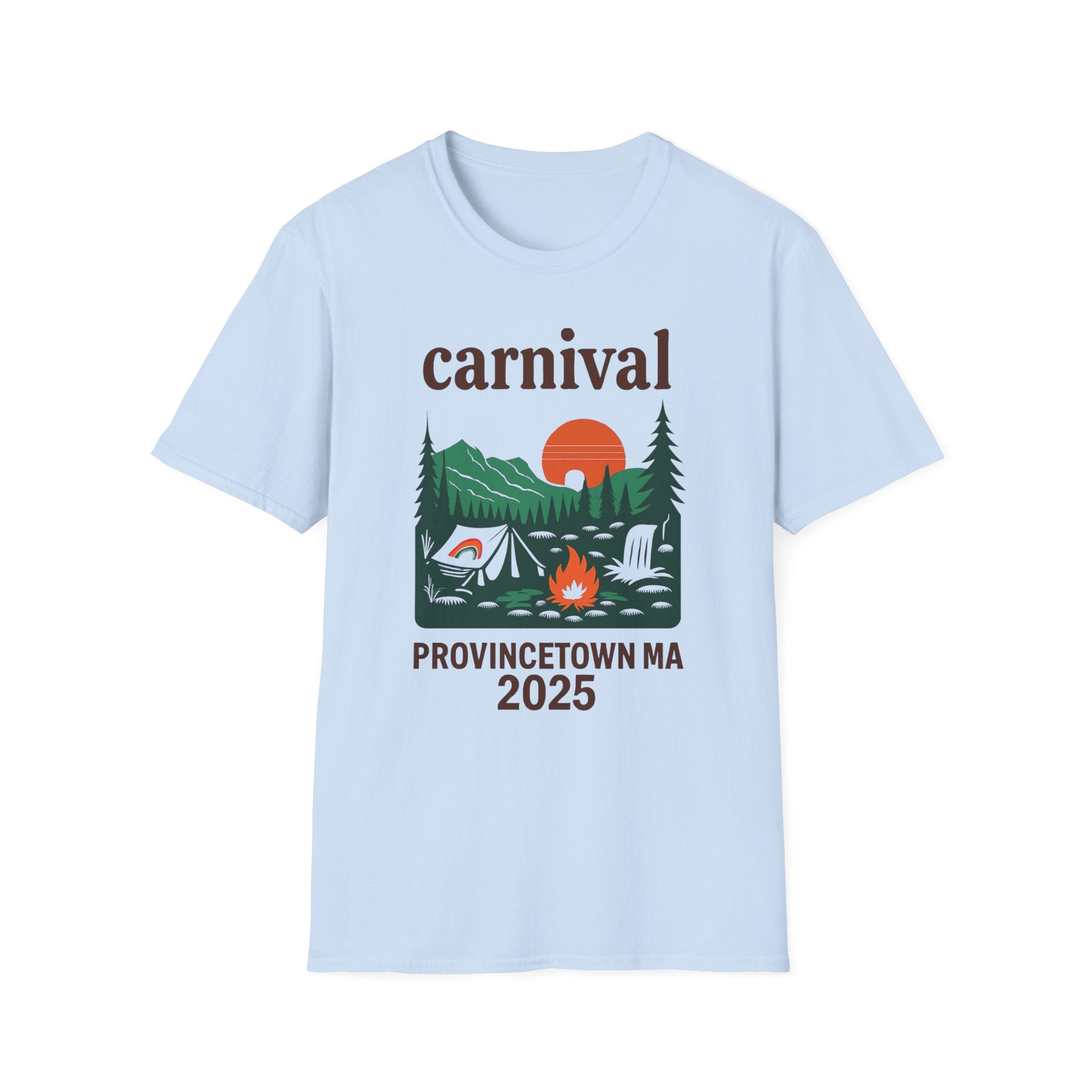 Vintage Camping Graphic T-Shirt, carnival rainbow Unisex Outdoor Tee, Nature Lover Gift, Festival , Retro Hiking Shirt, Carnival 2023 Merch