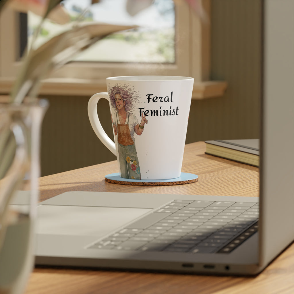 Feral Feminist Hippie Latte Mug — 12oz Ceramic Coffee Cup