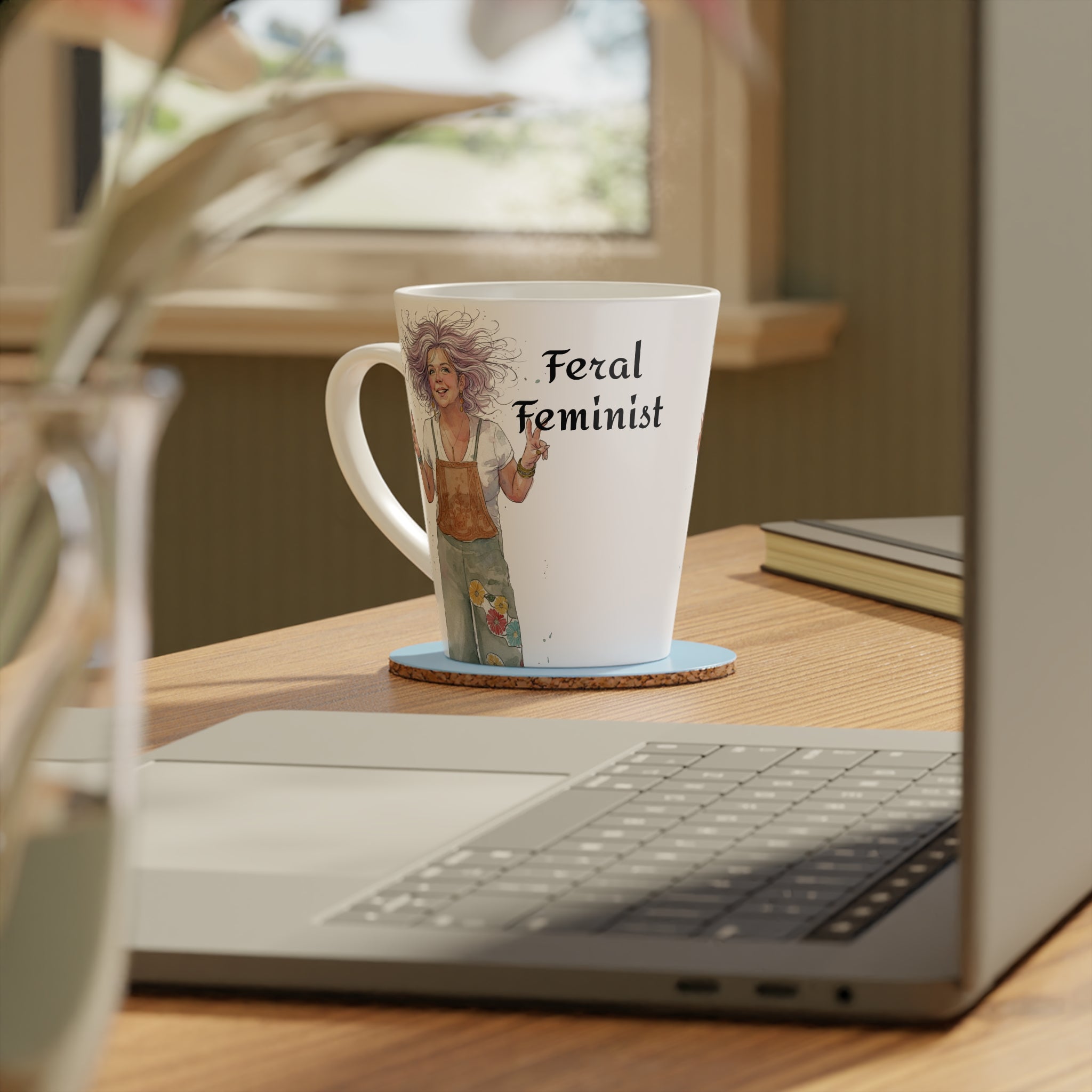 Feral Feminist Hippie Latte Mug — 12oz Ceramic Coffee Cup