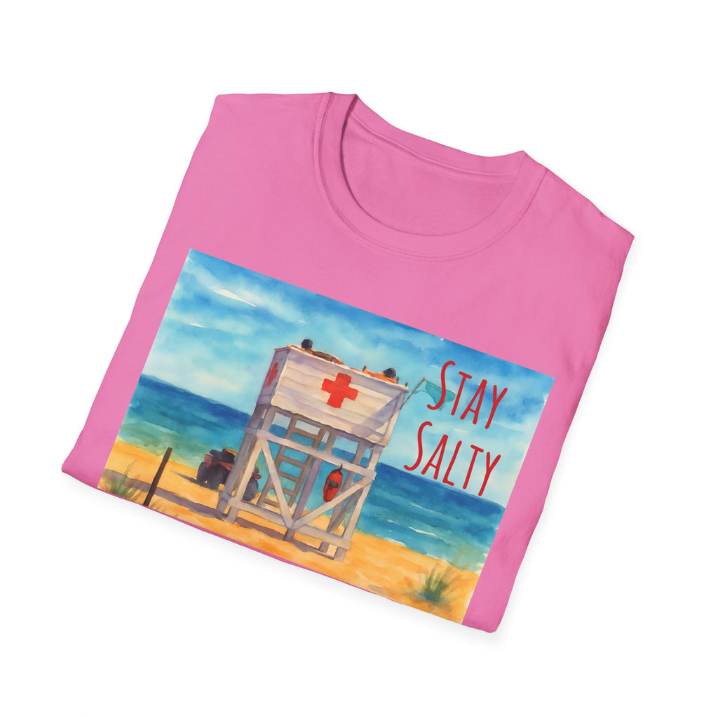 Stay Salty Ocean Vibes Unisex T-Shirt, Stay Salty Lifeguard Stand Beach Sunshine , Gift for Beach Lovers, Summer Tee, Coastal Theme Top,