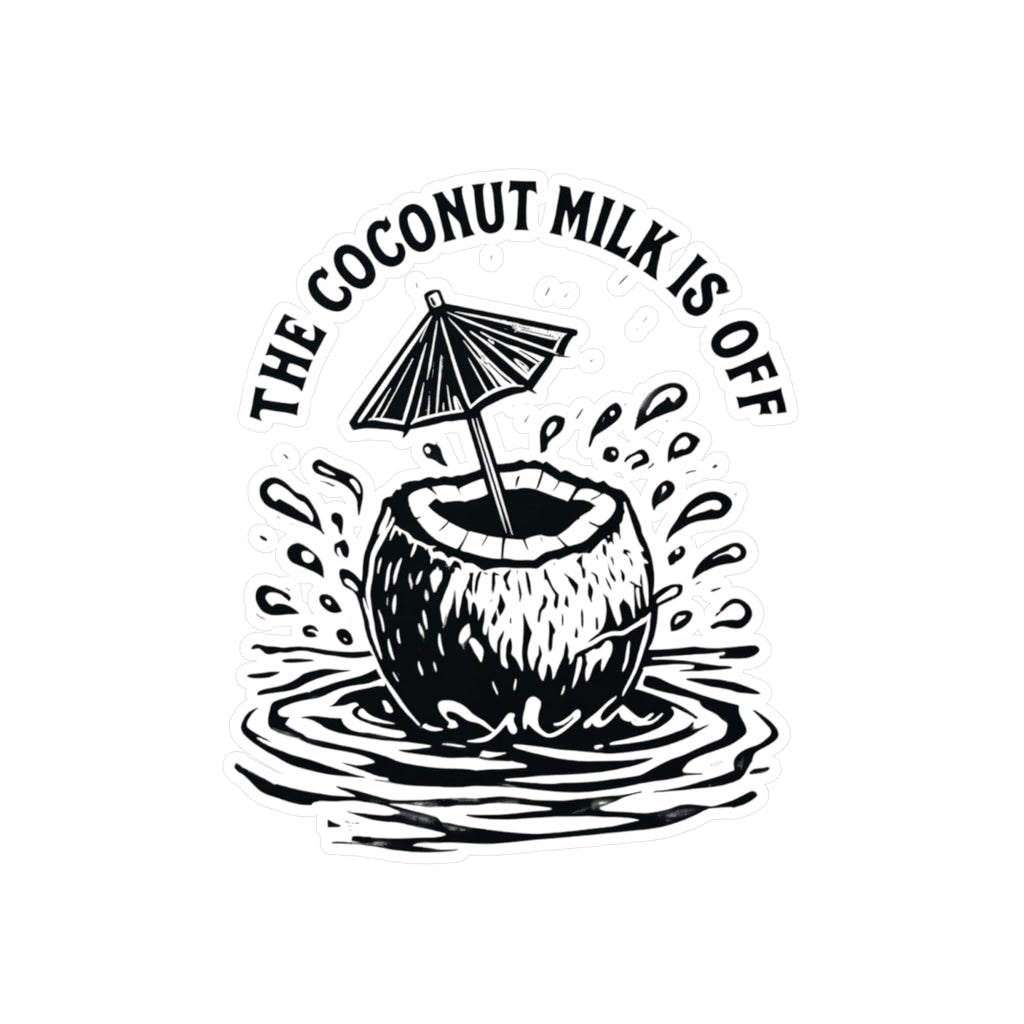 Coconut Milk Vinyl Decals - Fun Tropical Decor for Laptops & Water Bottles, Aesthetic Stickers for Home, Beach Lover Gift, Summer Vibes