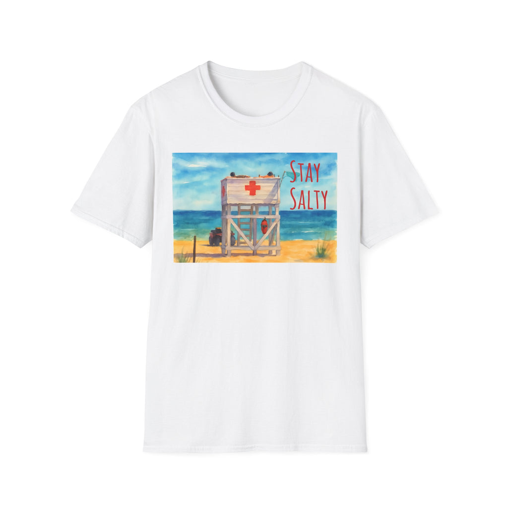 Stay Salty Ocean Vibes Unisex T-Shirt, Stay Salty Lifeguard Stand Beach Sunshine , Gift for Beach Lovers, Summer Tee, Coastal Theme Top,