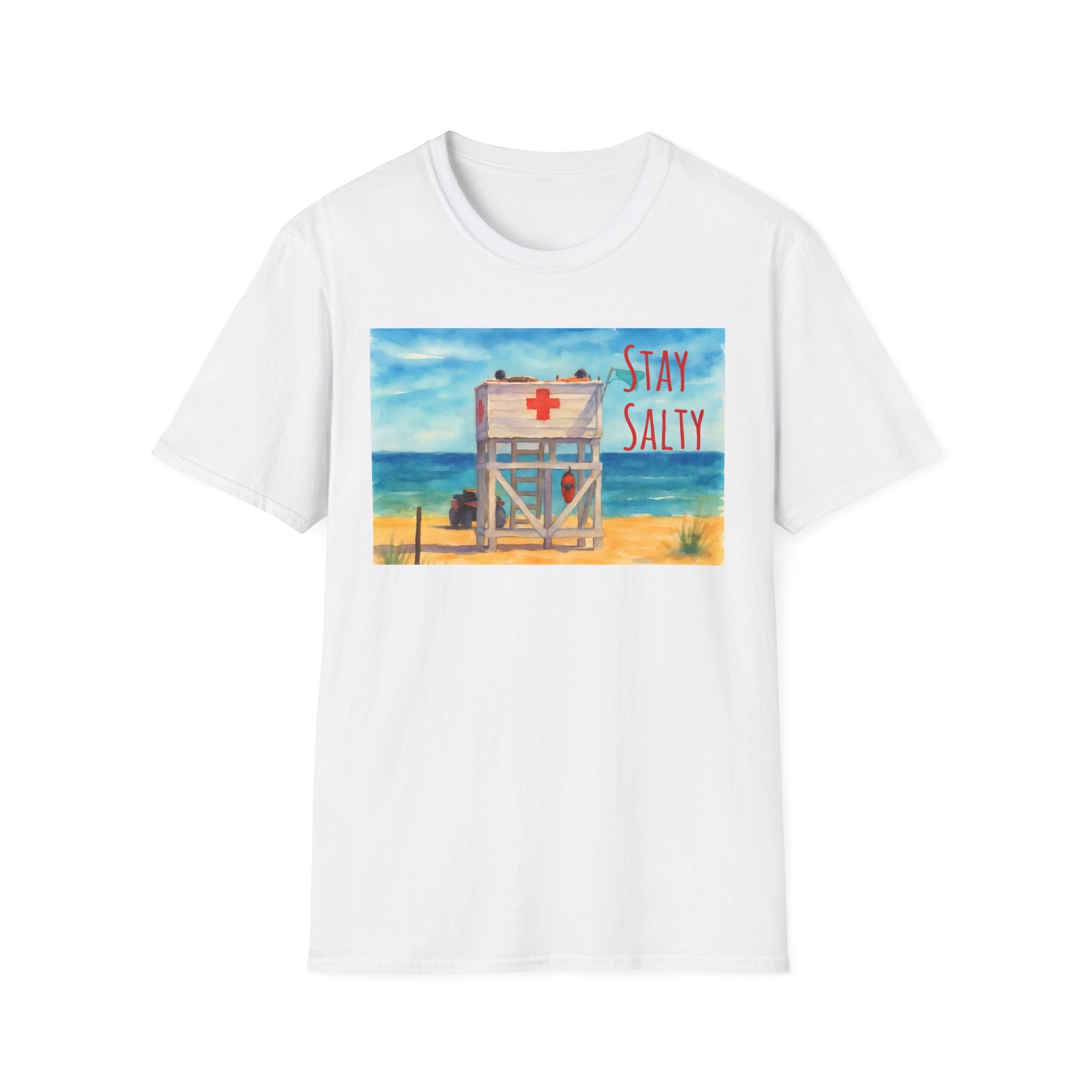 Stay Salty Ocean Vibes Unisex T-Shirt, Stay Salty Lifeguard Stand Beach Sunshine , Gift for Beach Lovers, Summer Tee, Coastal Theme Top,