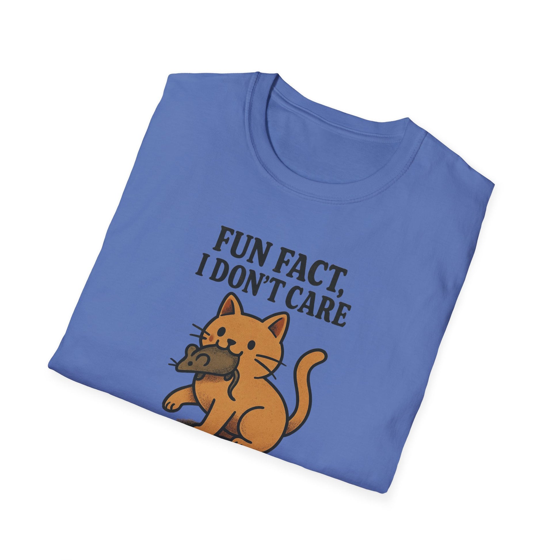 I dont care Sarcastic Cat Lover Unisex Softstyle T-Shirt, Funny Graphic Tee, Zero F's Given Animal Shirt,Humorous Tee for Cat Owners