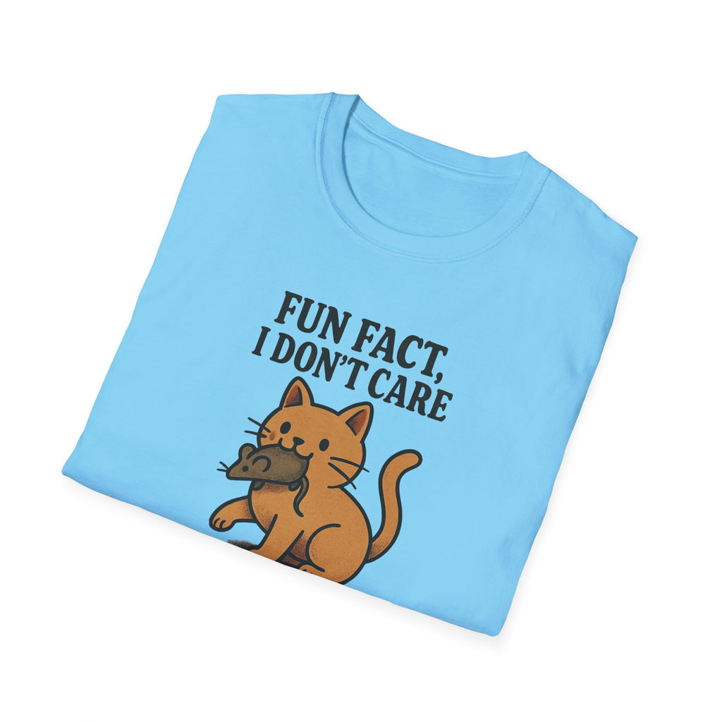 I dont care Sarcastic Cat Lover Unisex Softstyle T-Shirt, Funny Graphic Tee, Zero F's Given Animal Shirt,Humorous Tee for Cat Owners