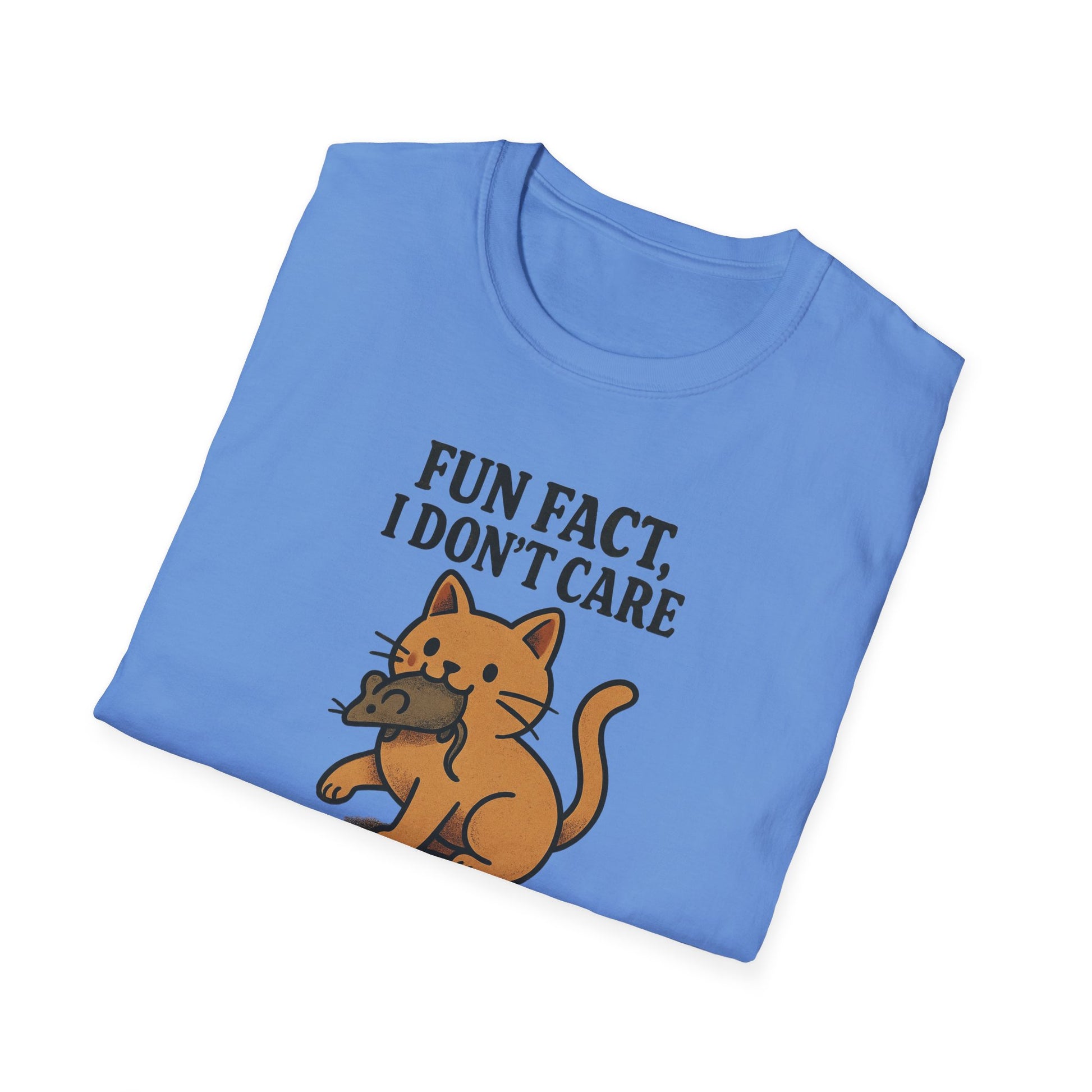 I dont care Sarcastic Cat Lover Unisex Softstyle T-Shirt, Funny Graphic Tee, Zero F's Given Animal Shirt,Humorous Tee for Cat Owners
