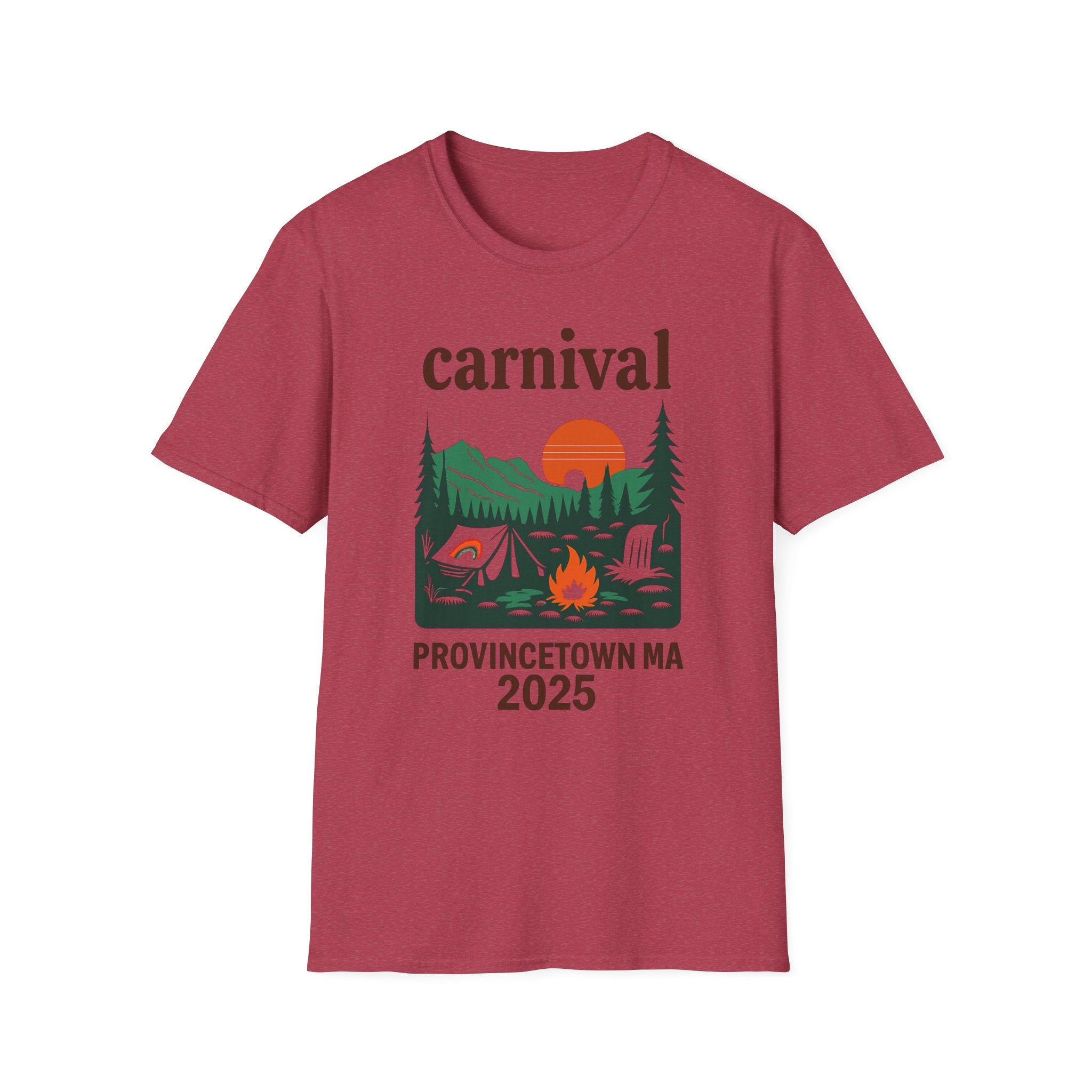 Vintage Camping Graphic T-Shirt, carnival rainbow Unisex Outdoor Tee, Nature Lover Gift, Festival , Retro Hiking Shirt, Carnival 2023 Merch