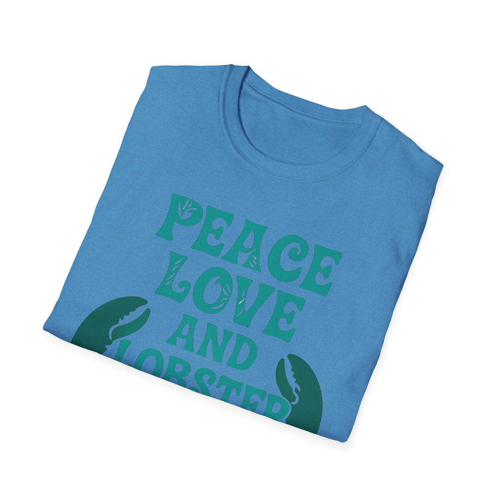Peace, Love, and Lobster Rolls T-Shirt | Unisex Softstyle Tee for Seafood Lovers, Casual Summer Wear, Beach Days, Gifts, BBQs