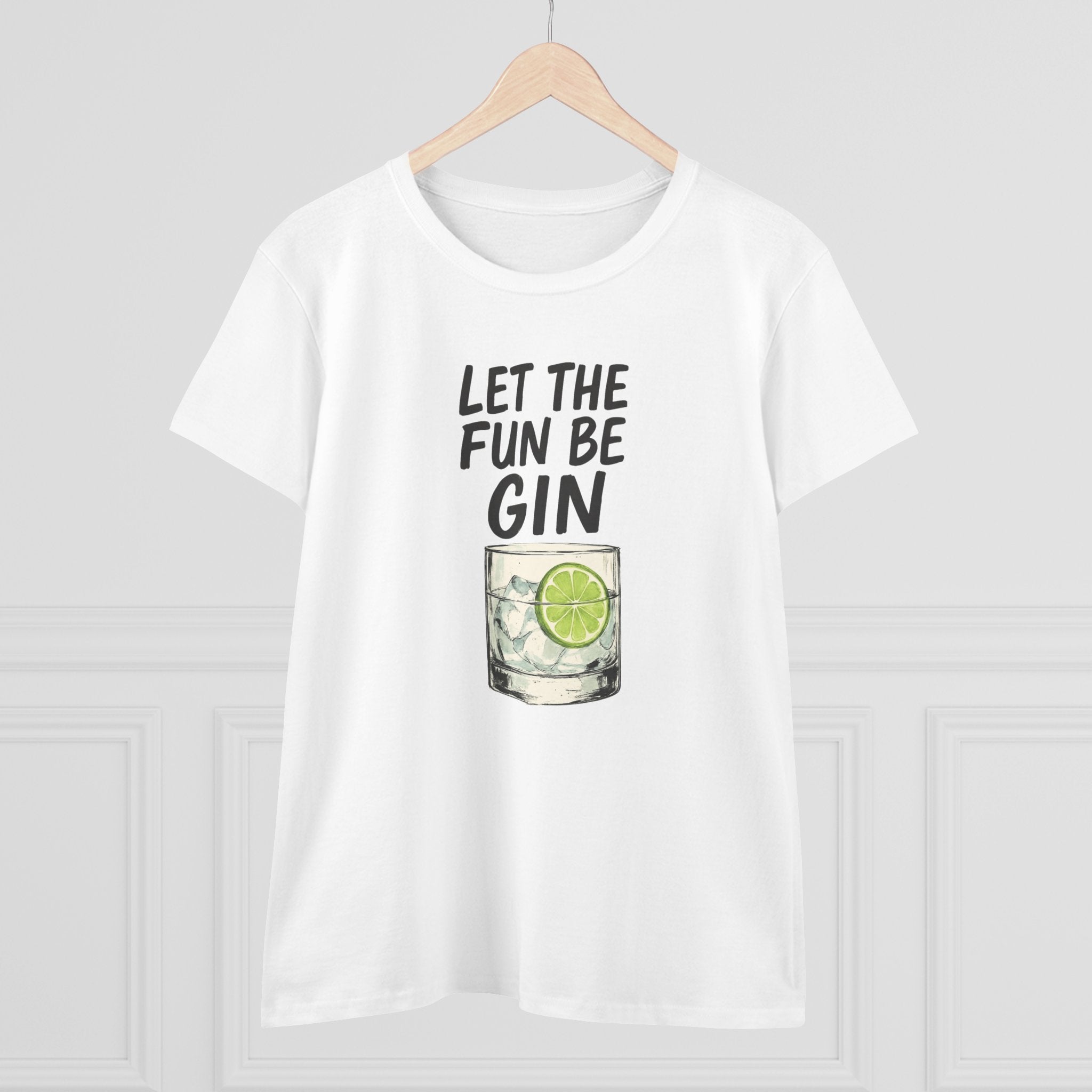 Let the Fun Be Gin Summer Party Cocktail Gift, Womans Tee, Graphic Top, Cotton Shirt, Funny Drinking Tee Gin and Tonic