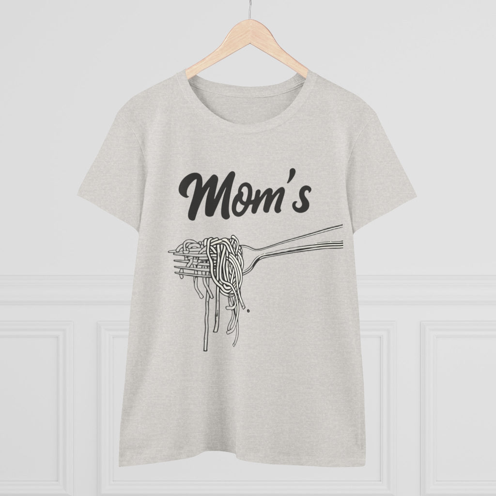 Mom's Spaghetti Tee - Women's Midweight Cotton T-Shirt, Gift for Mother's Day, Foodie Shirt, Casual Wear, Cozy Top