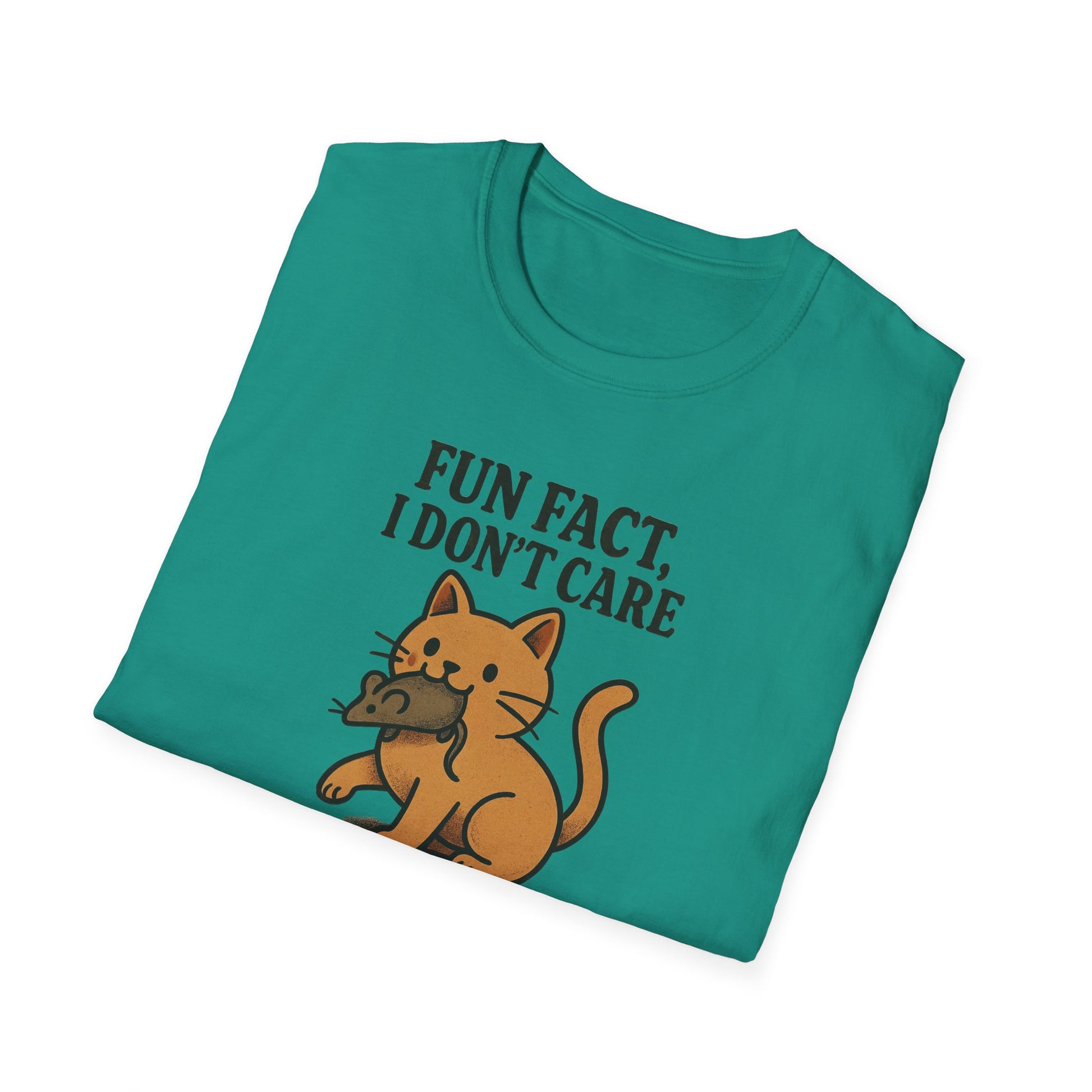 I dont care Sarcastic Cat Lover Unisex Softstyle T-Shirt, Funny Graphic Tee, Zero F's Given Animal Shirt,Humorous Tee for Cat Owners
