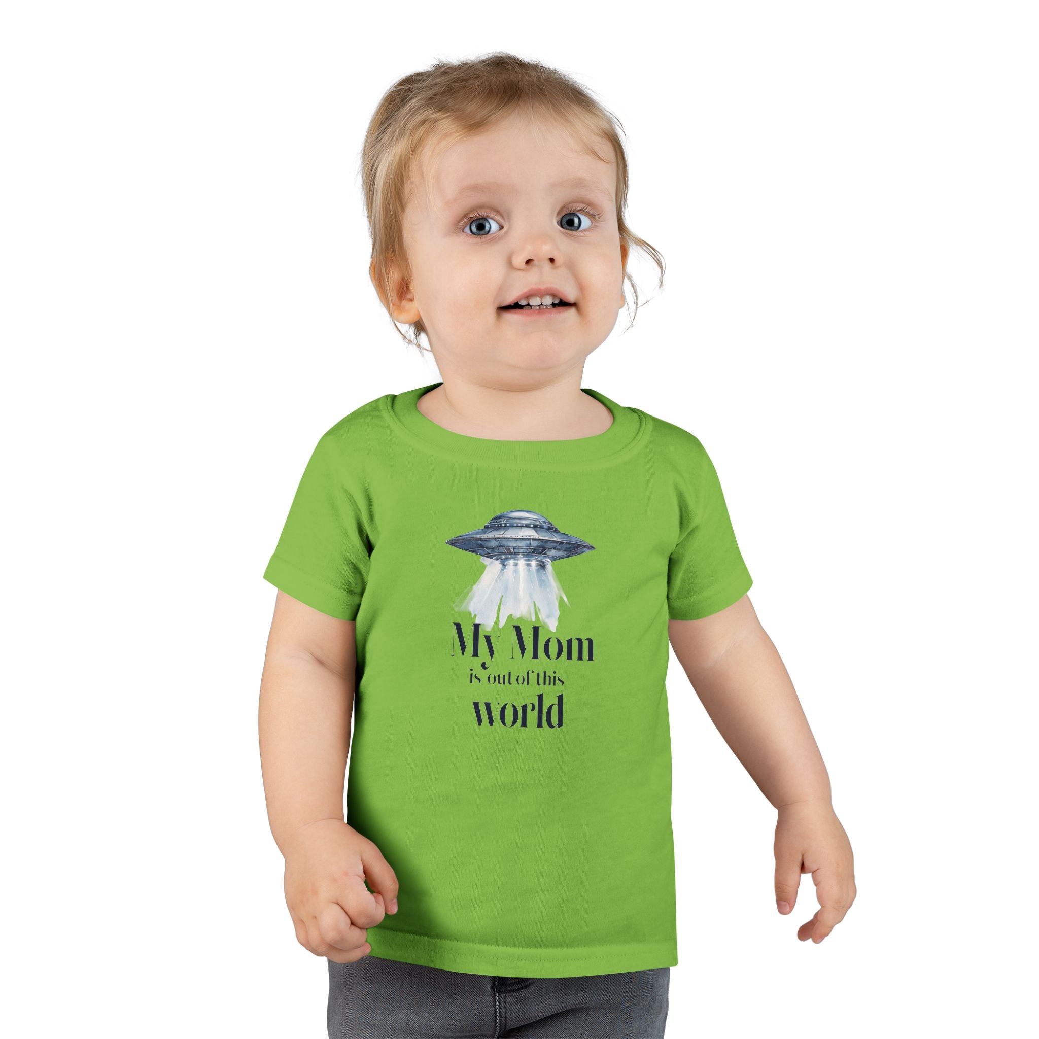 Cute Toddler T-Shirt - "My Mom is out of this world" - Perfect for Moms, Gifts, UFO Lovers, Everyday Wear, Baby Shower