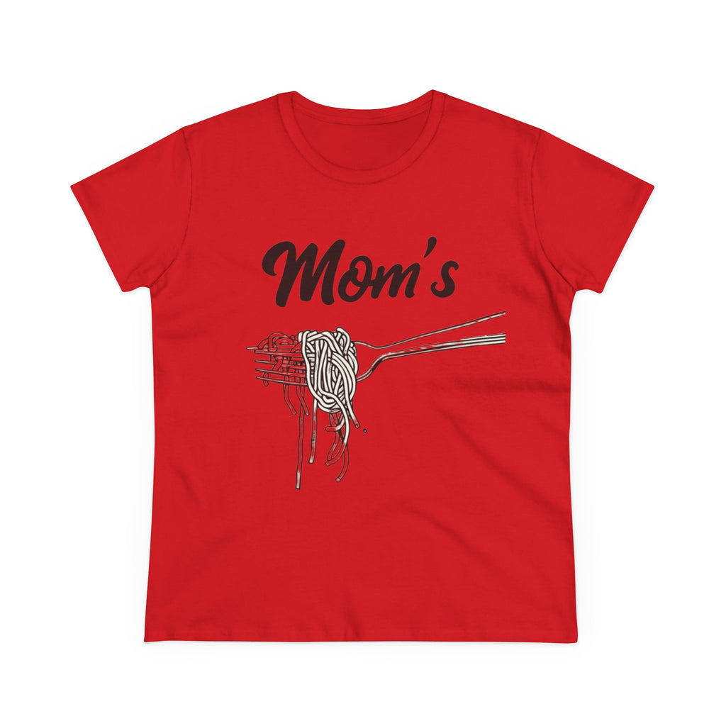 Mom's Spaghetti Tee - Women's Midweight Cotton T-Shirt, Gift for Mother's Day, Foodie Shirt, Casual Wear, Cozy Top
