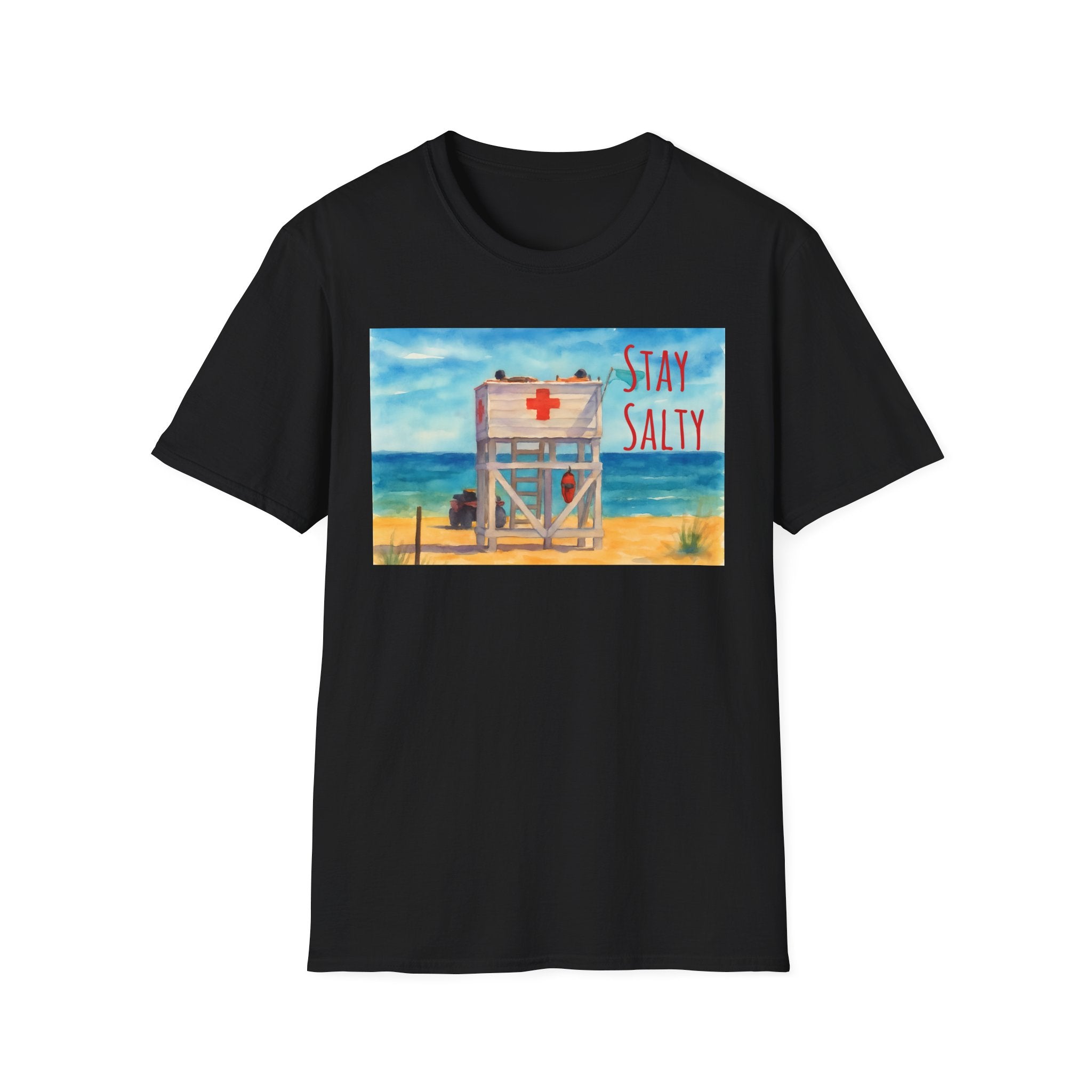 Stay Salty Ocean Vibes Unisex T-Shirt, Stay Salty Lifeguard Stand Beach Sunshine , Gift for Beach Lovers, Summer Tee, Coastal Theme Top,