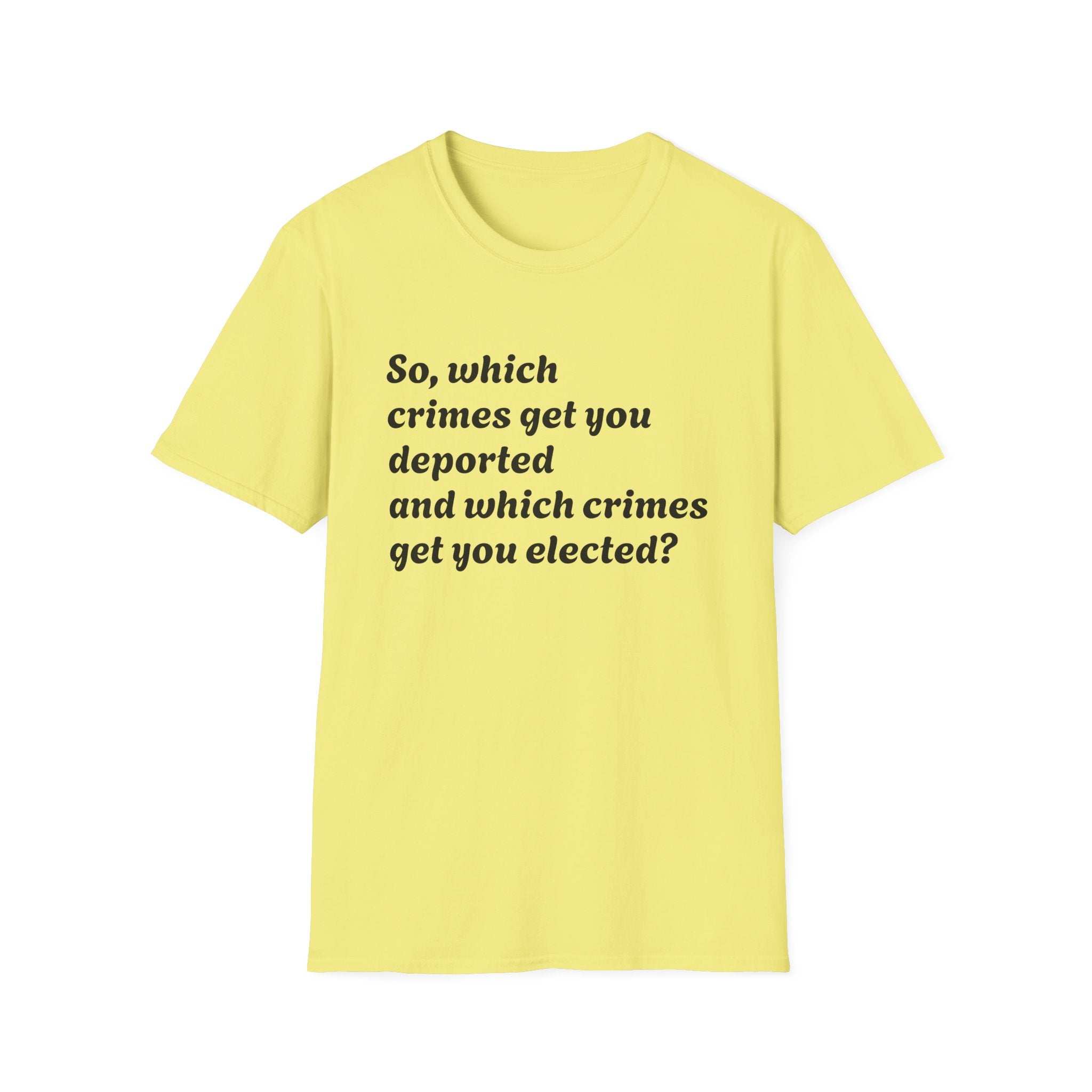 So what crimes get you deported or elected Activist Unisex Soft T-Shirt, Protest Tee, Resistance Shirt, Social Justice, Anti Trump Clothing
