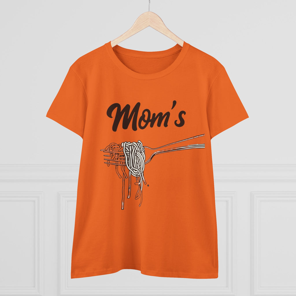 Mom's Spaghetti Tee - Women's Midweight Cotton T-Shirt, Gift for Mother's Day, Foodie Shirt, Casual Wear, Cozy Top