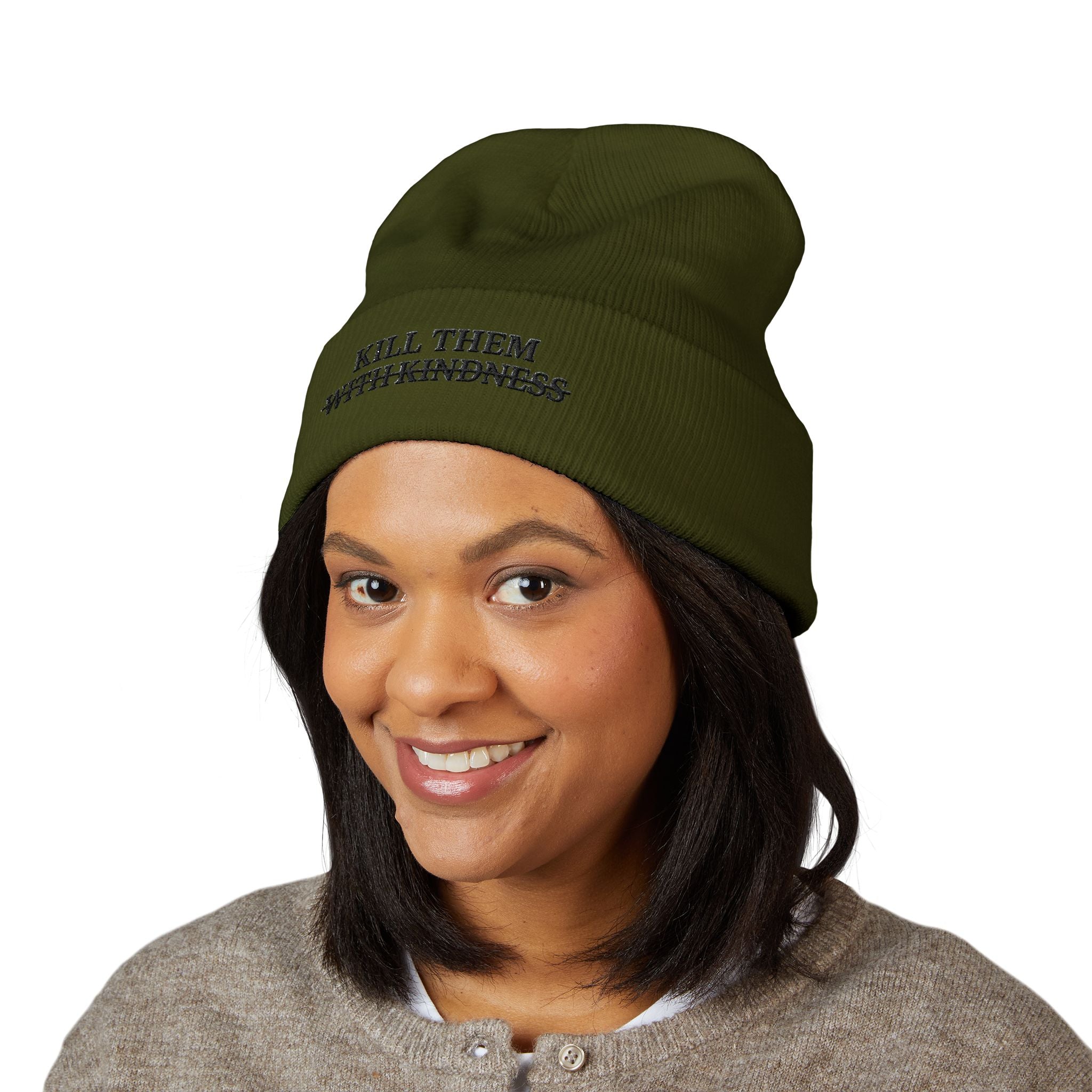 Kill Them With Kindness Embroidered Beanie — Classic Cuffed Beanie