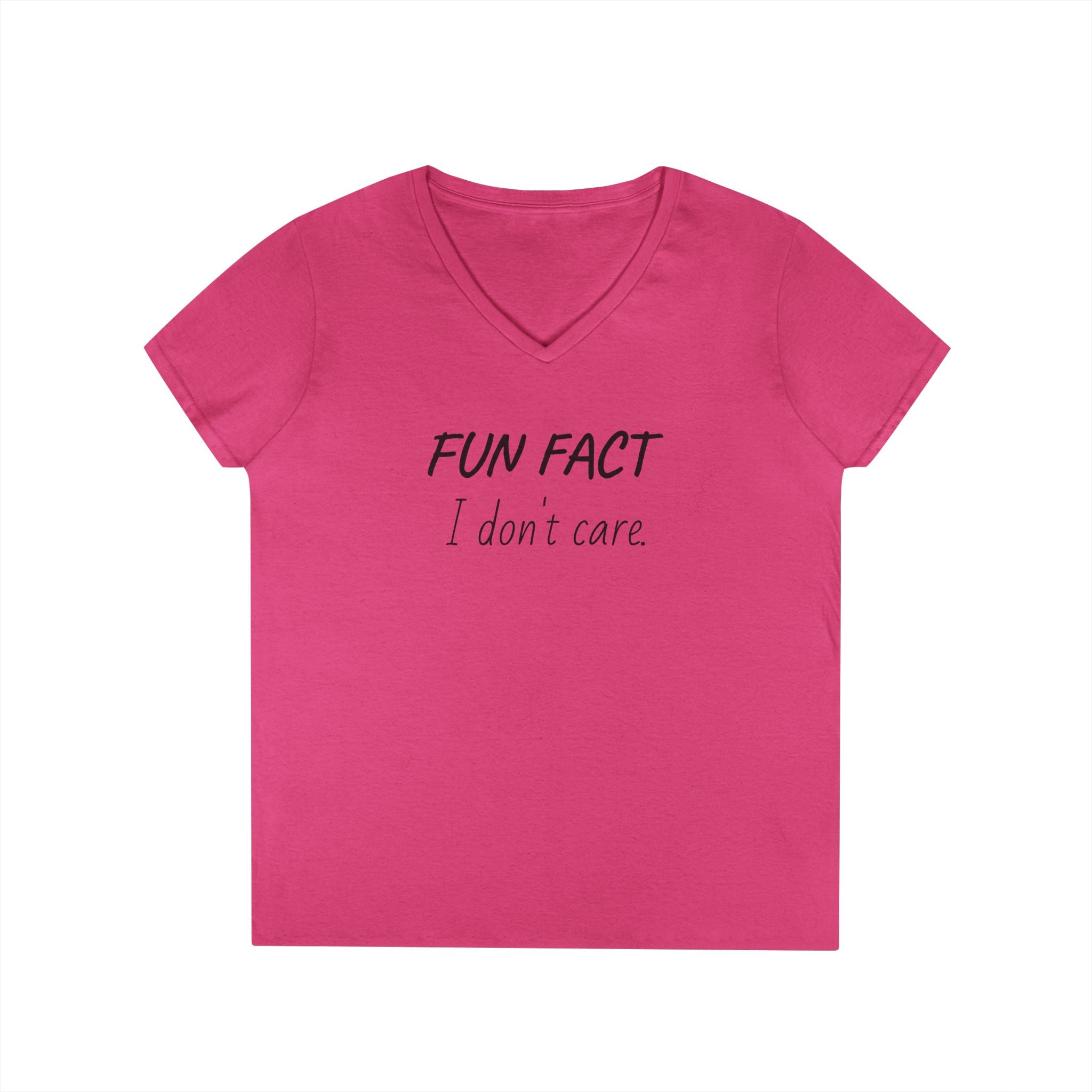 Humorous Ladies' V-Neck T-Shirt - Fun Fact: I Don't Care, Casual Tee, Birthday Gift, Everyday Wear, Funny Quote Shirt