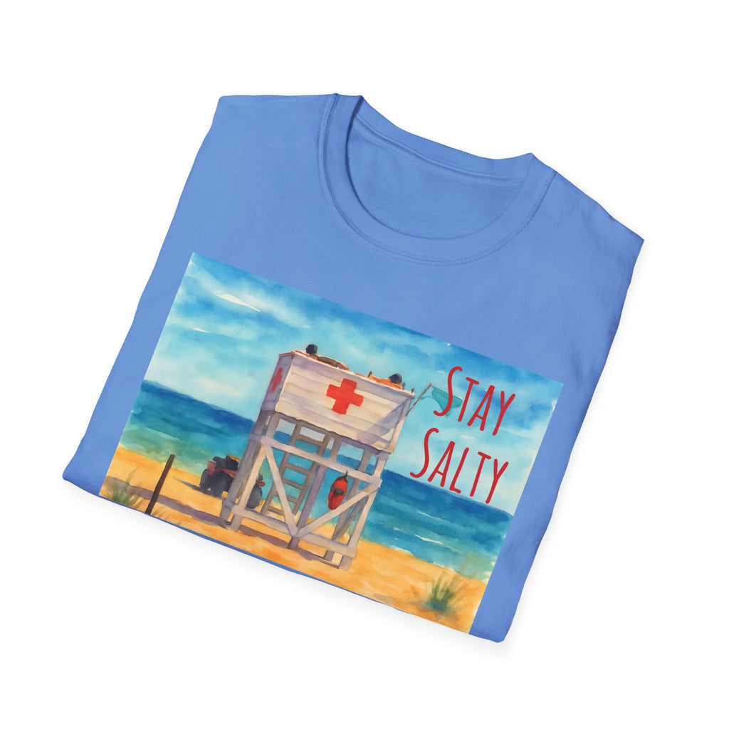 Stay Salty Ocean Vibes Unisex T-Shirt, Stay Salty Lifeguard Stand Beach Sunshine , Gift for Beach Lovers, Summer Tee, Coastal Theme Top,