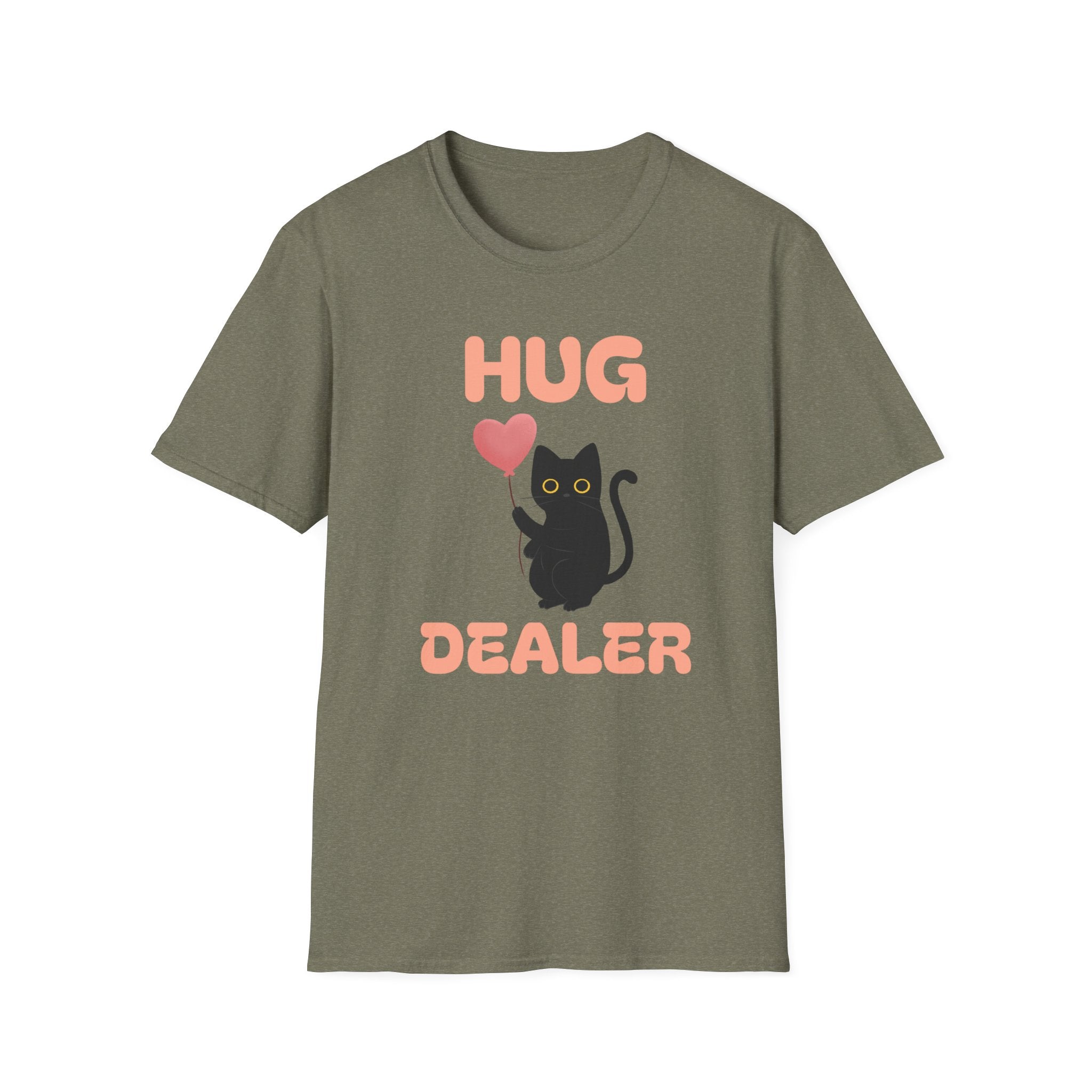 Hug Dealer fun cat Unisex Softstyle T-Shirt, Funny Cat Lover Gift, Cute Tee, Cat Mom Shirt, Trendy Graphic Tee Christmas gift sarcasm