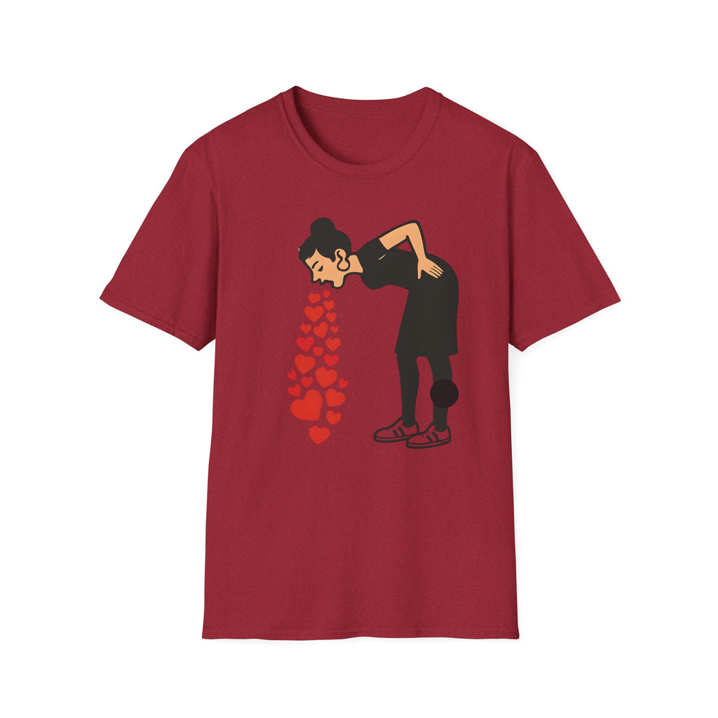 Vomiting Hearts T-Shirt, Anti Valentines Day Shirt, Art Girl Funny Love Humor gift , Sarcastic Romance Top, Dark Humor Graphic Shirt Unisex