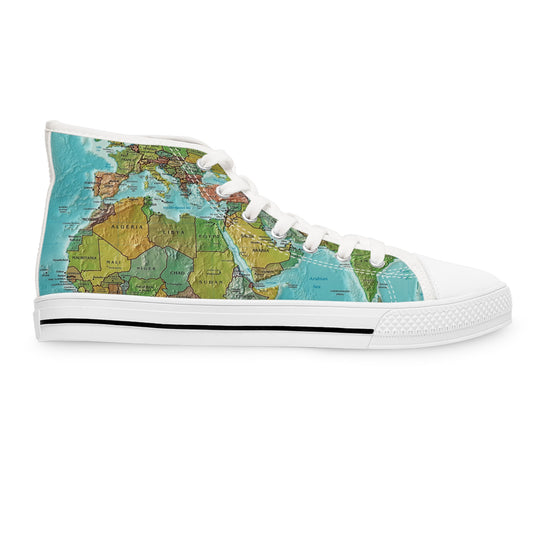 High Top Sneakers - The World At Your Feet Design