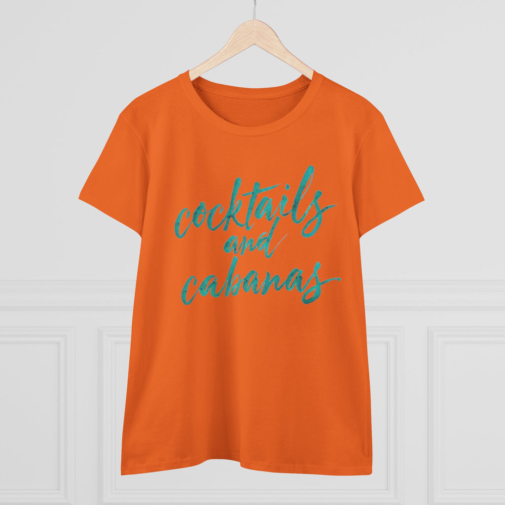 Cocktails and Cabanas Tee - Women&#039;s Midweight Cotton Shirt, Beachwear, Summer Top, Vacation Outfit, Casual Wear, Gift for Her, Pool