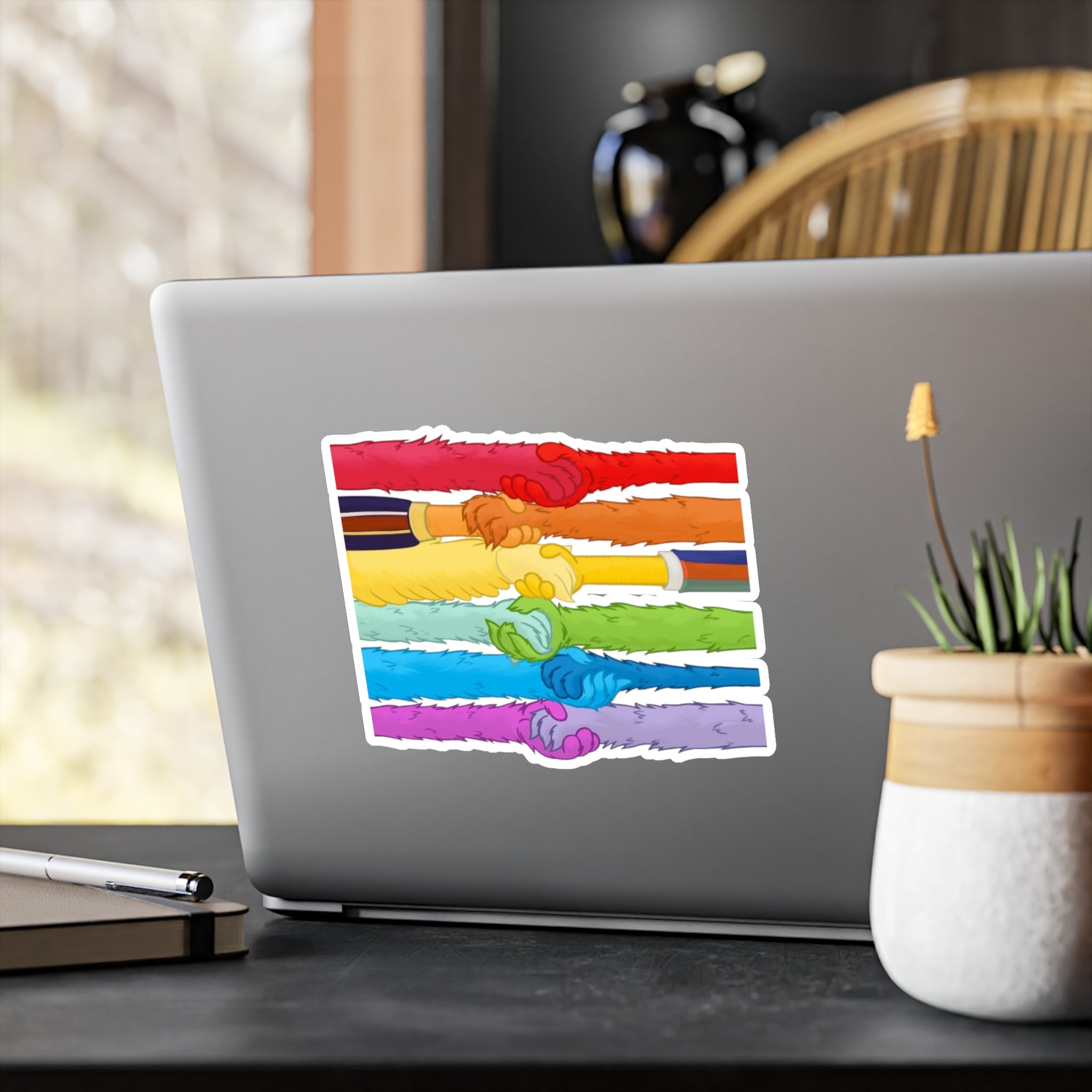 Kindness and diversity matter! Colorful Pride LGBTQ+ anti trump  Colorful Handshake Vinyl Decals, Stickers, Laptop Pride, Friendship Gifts
