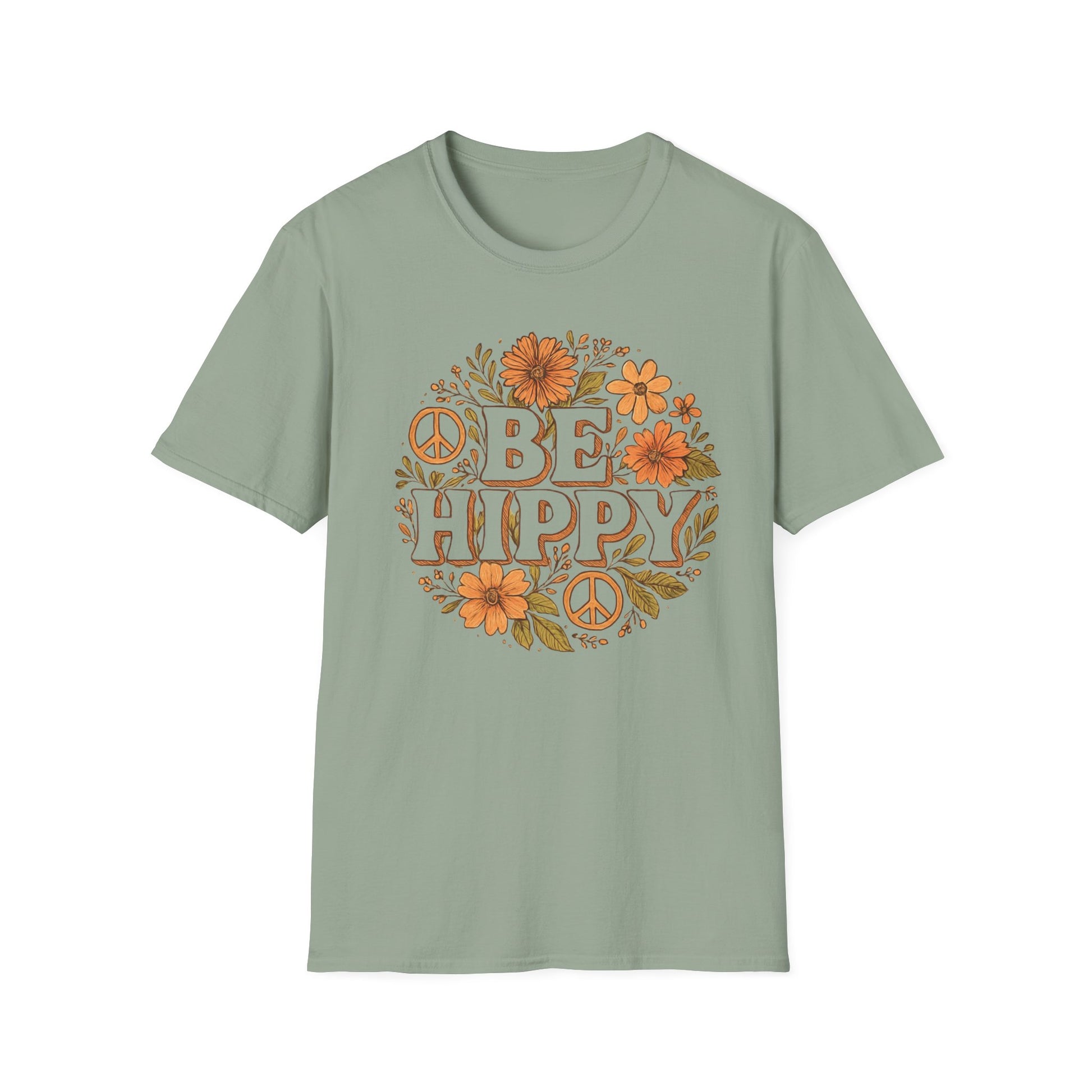 Be Hippy Happy T-Shirt, Boho Tee, Groovy Shirt, Positive Vibes Top, Unisex T Shirt for Men and Women, Be Hippy Be Happy Design