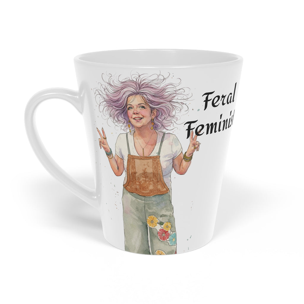 Feral Feminist Hippie Latte Mug — 12oz Ceramic Coffee Cup