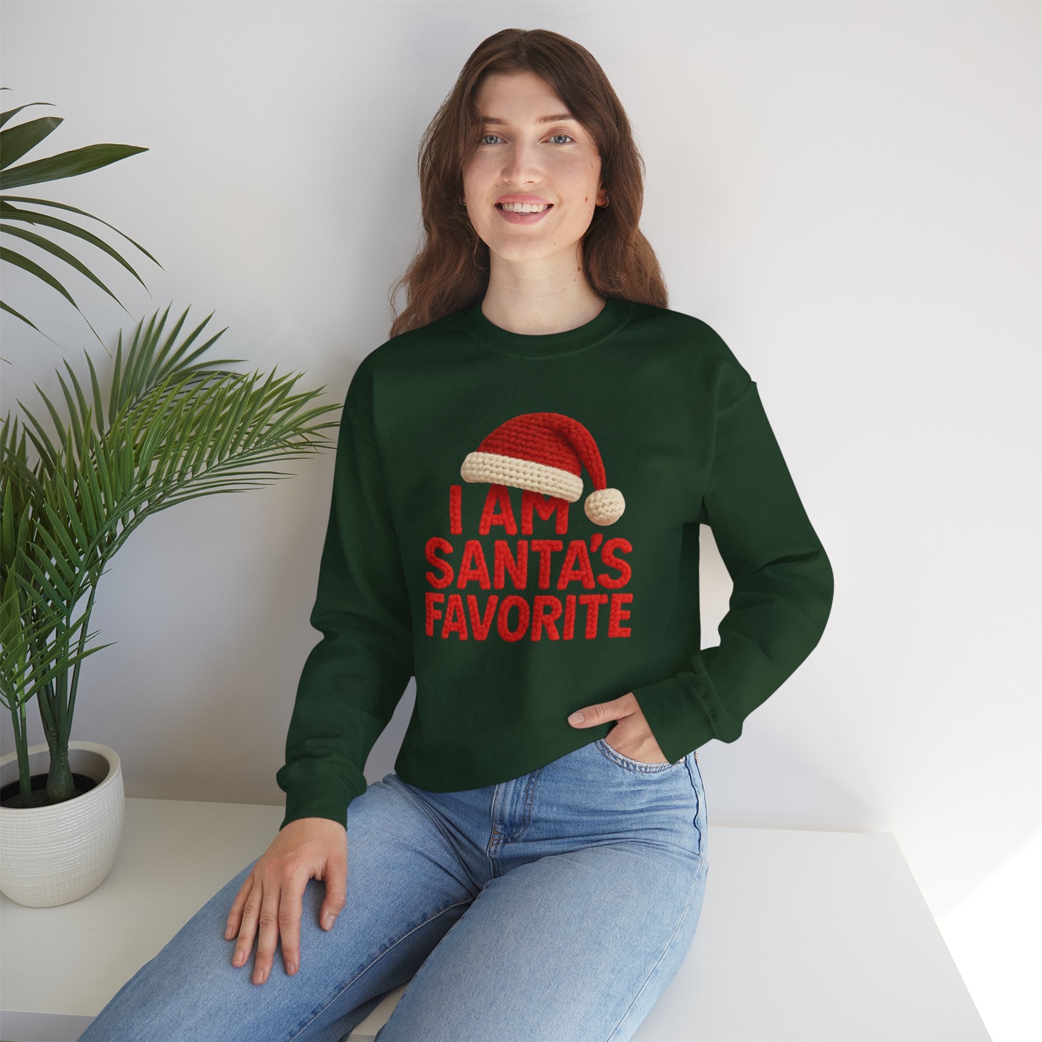 Christmas Sweatshirt - "I Am Santa's Favorite" Festive Crewneck printed