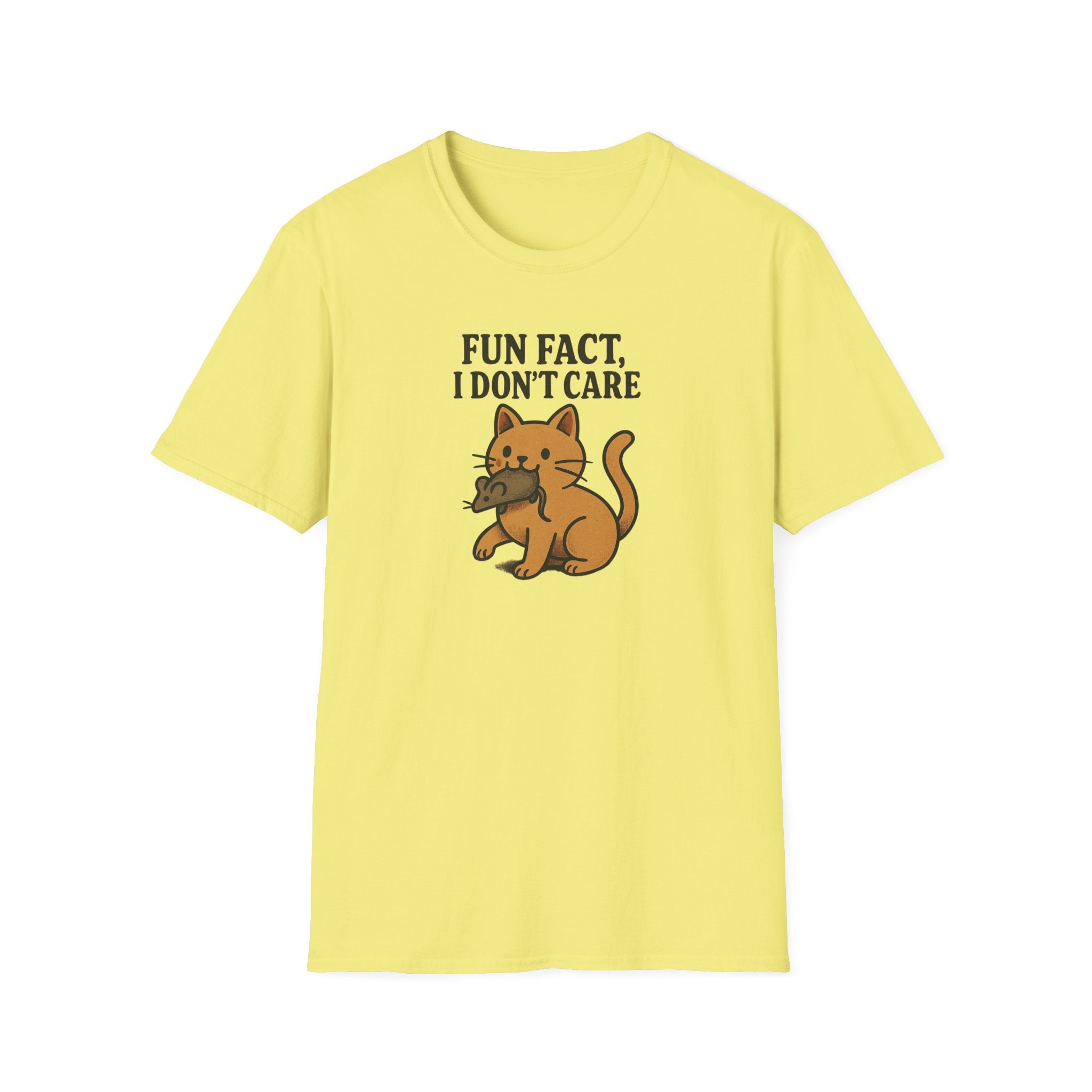 I dont care Sarcastic Cat Lover Unisex Softstyle T-Shirt, Funny Graphic Tee, Zero F's Given Animal Shirt,Humorous Tee for Cat Owners