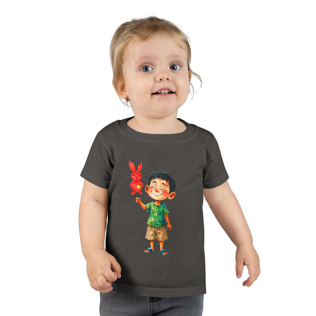 Main Character Energy boys Playful Toddler T-Shirt with Bunny Cute Kids Tee, Fun Spring Outfit, Perfect Birthday Gift,  Adventure Wear