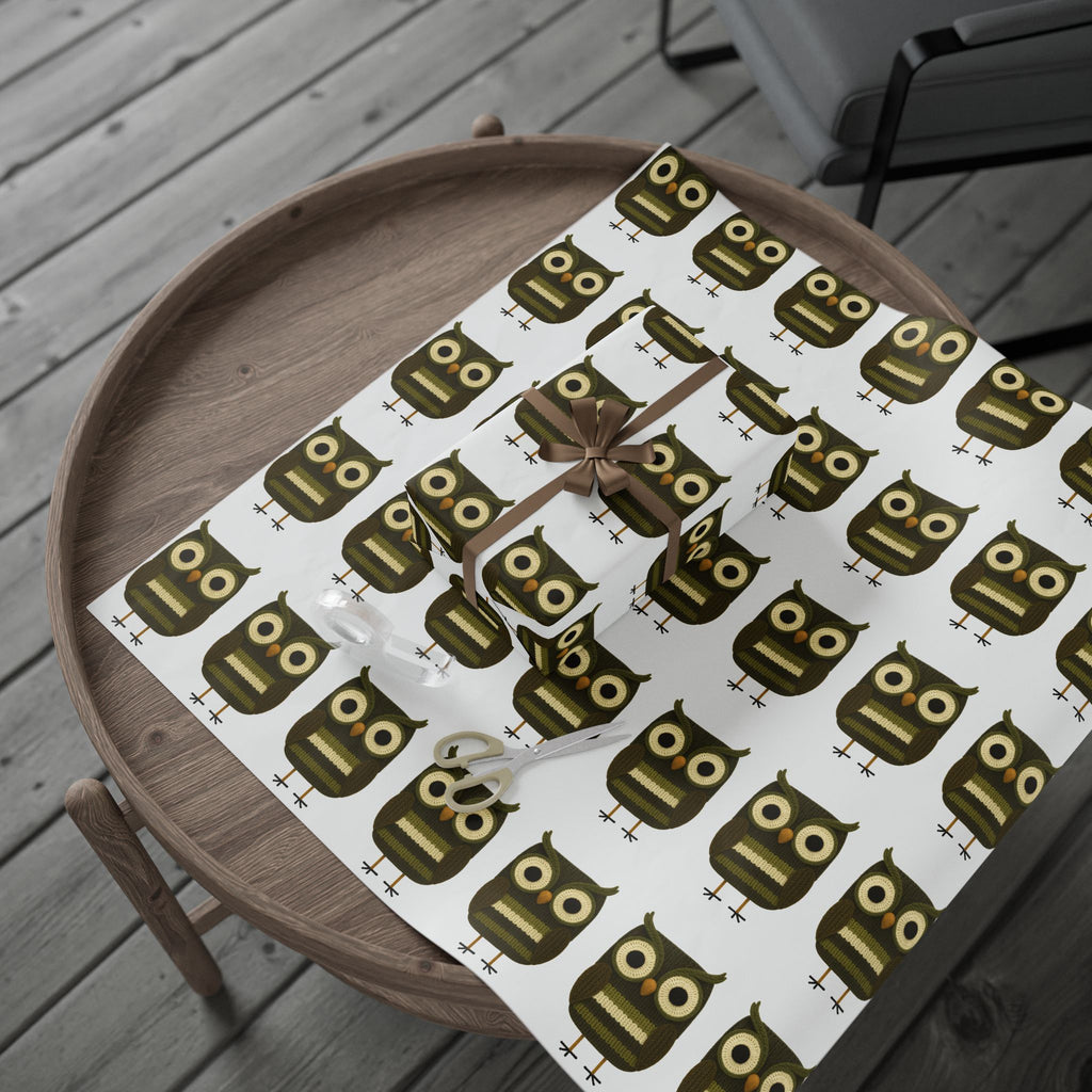 Wrapping Paper Roll - crocheted Owl Pattern Gift Wrap for Nature Lovers