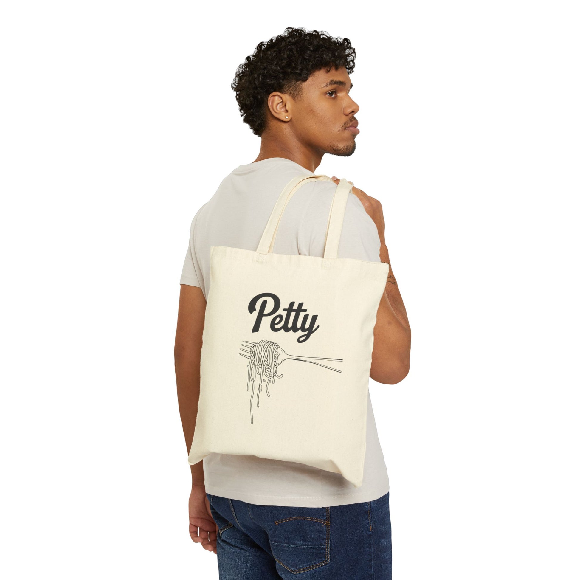 Petty spaghetti Cotton Canvas Tote Bag | Funny Grocery Bag, Shopping Tote, Eco-Friendly Bag, Gift for Food Lovers, Casual Everyday Bag