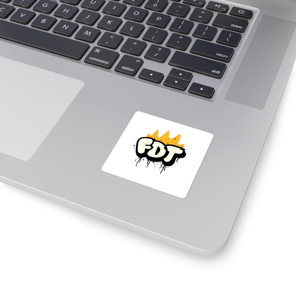 Trendy Square Stickers - FDT Vibe, Laptop Decal, Gift for Art Lovers, Customizable Stickers, Hip Decor