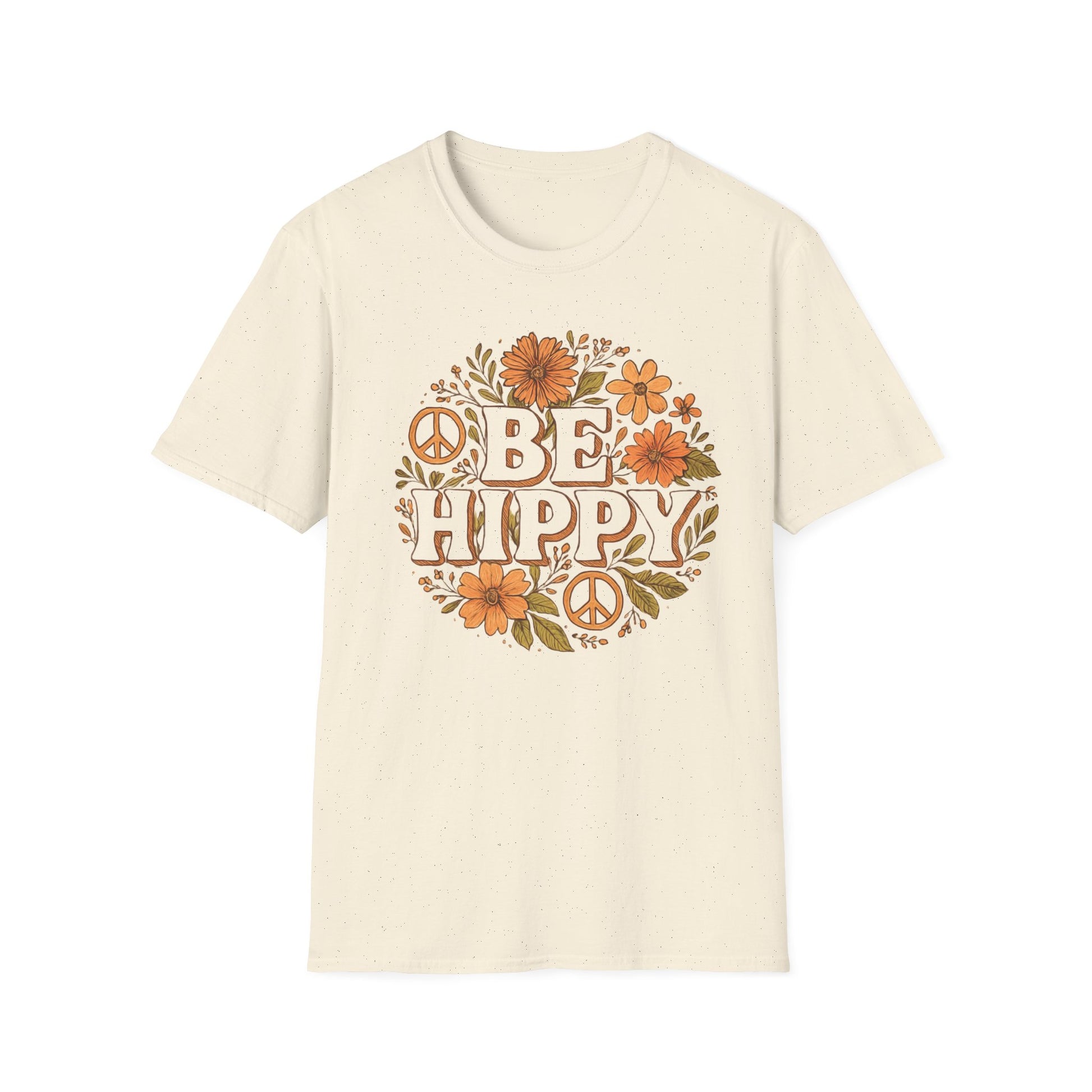 Be Hippy Happy T-Shirt, Boho Tee, Groovy Shirt, Positive Vibes Top, Unisex T Shirt for Men and Women, Be Hippy Be Happy Design